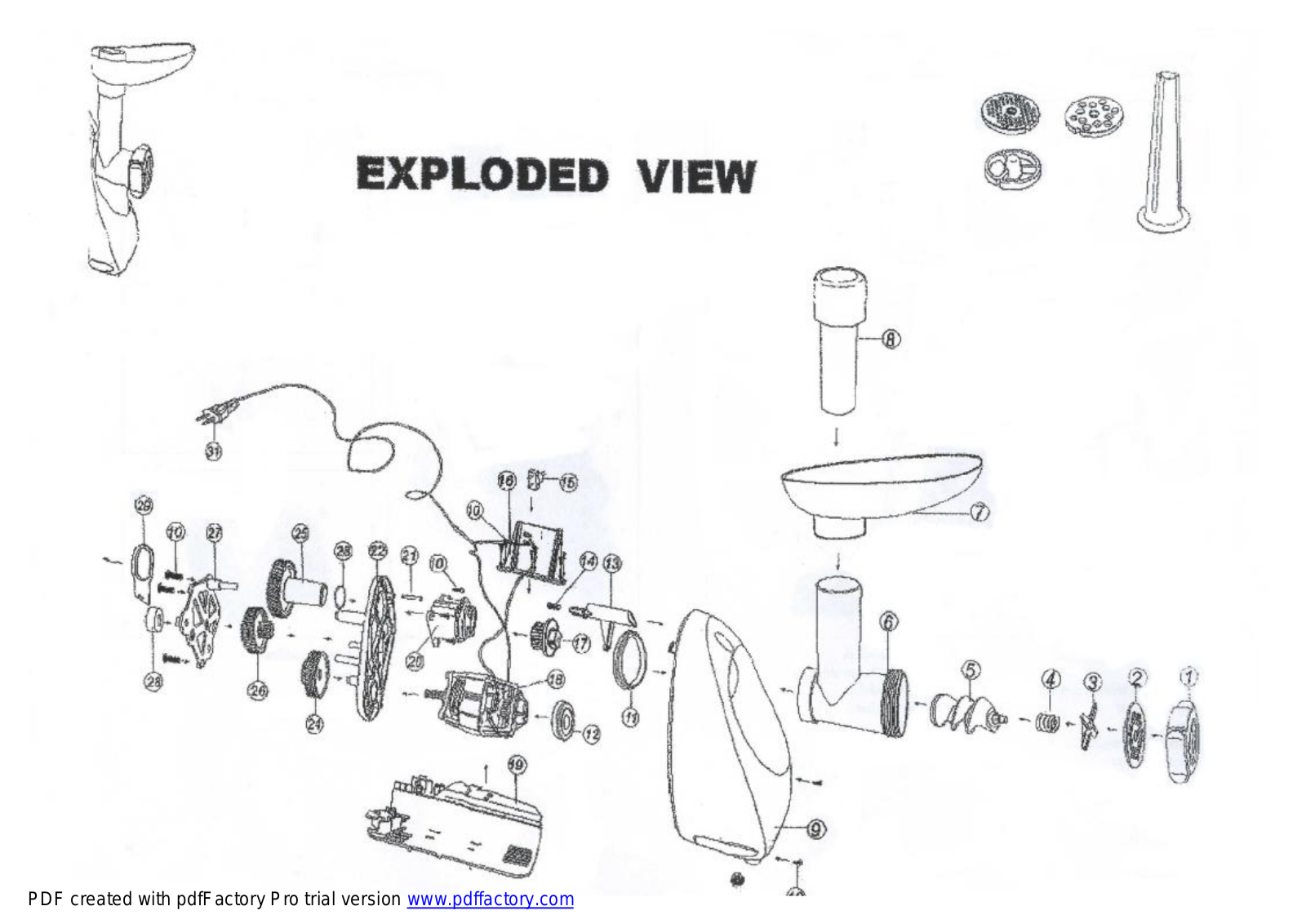 BORK MG 7722 Spare Parts List