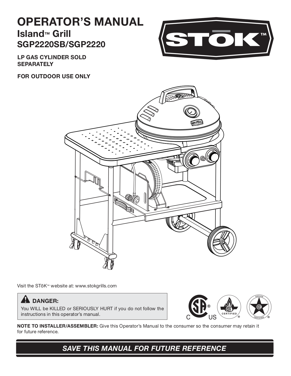 Stok Sgp2220, Sgp2220sb Owner's Manual