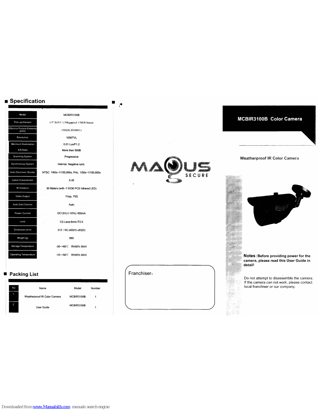 Magus MCBIR3100B, MCDIR2100A User Manual - ManualMachine.com