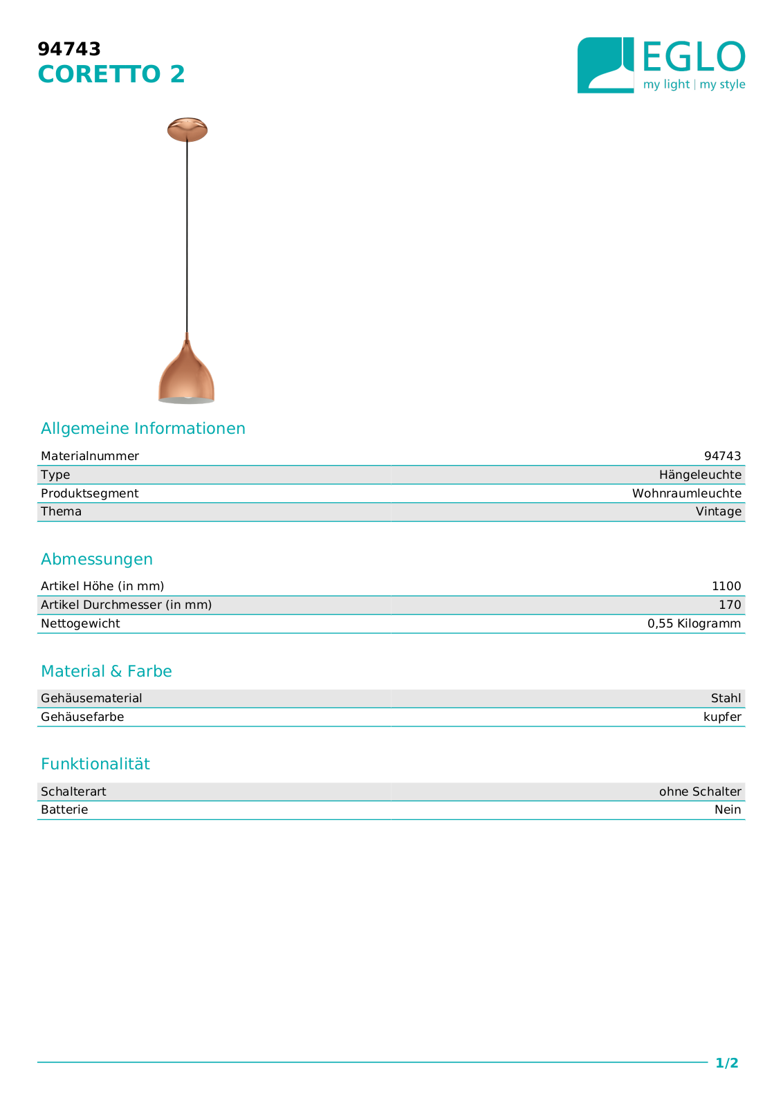 Eglo 94743 Service Manual