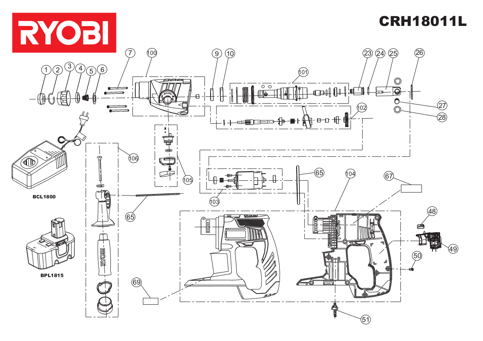 Ryobi CRH18011L User Manual