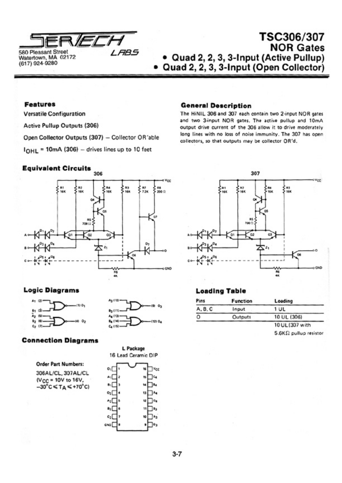 Microsemi TC307AL, TC306AL, TC306CL, TC307CL Datasheet