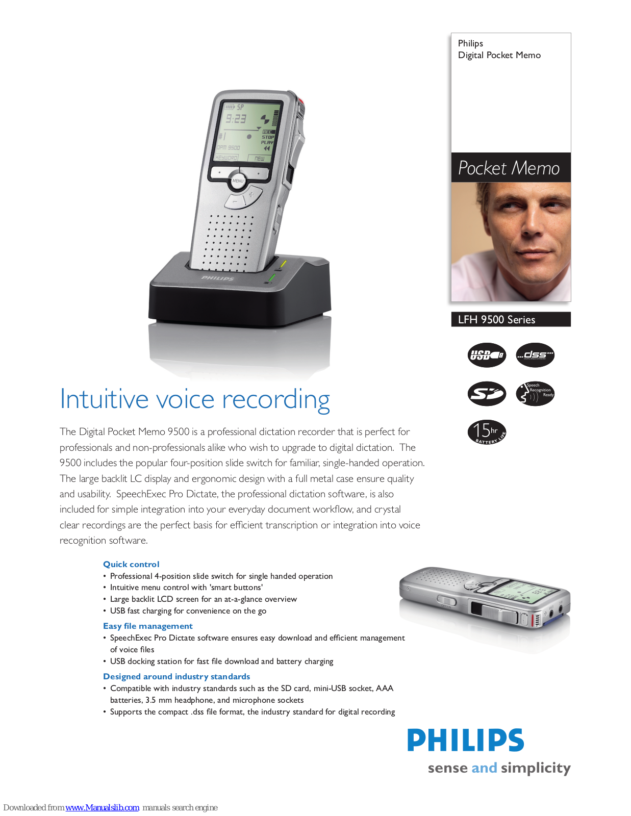 Philips Digital Pocket Memo LFH 9500, LFH 9500 Series Specifications - ManualMachine.com