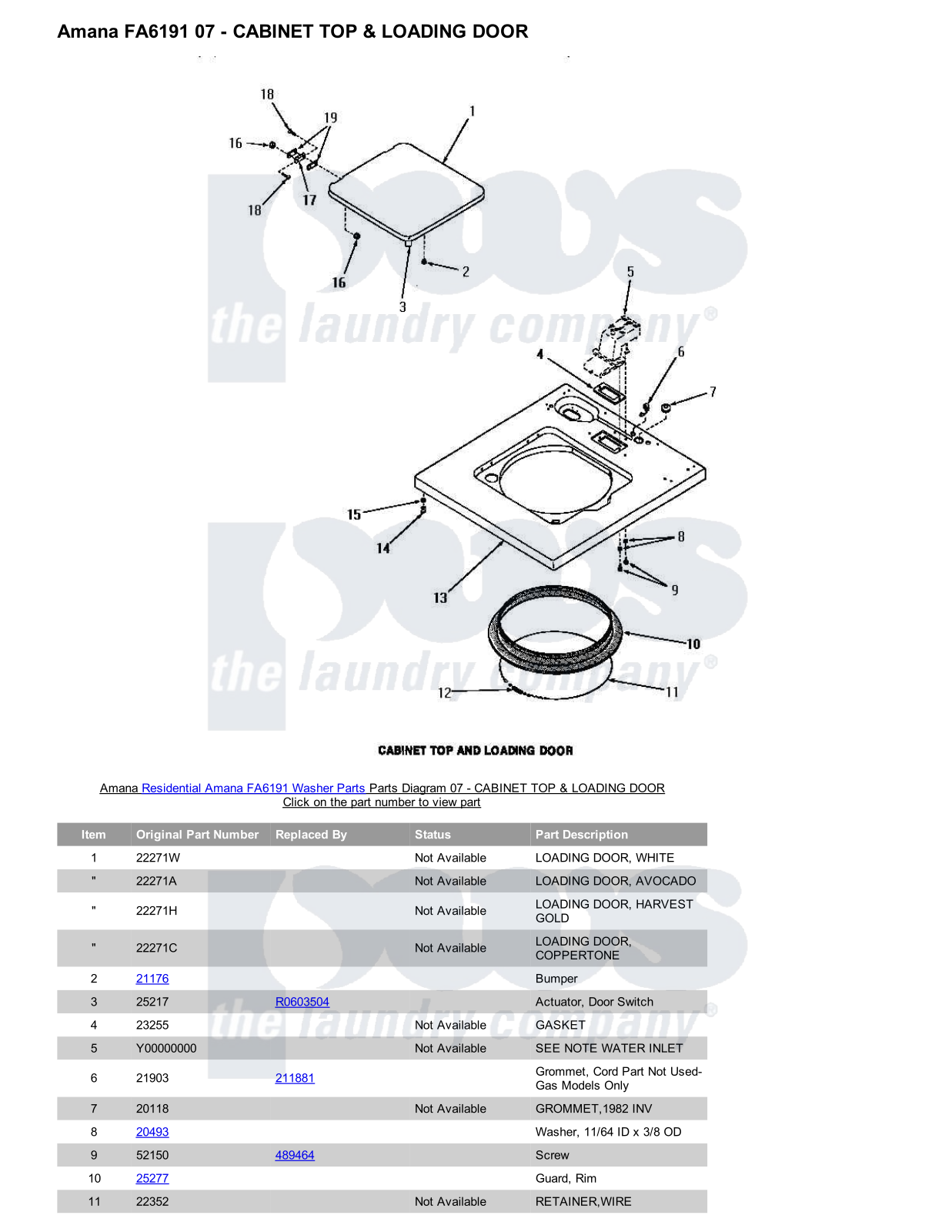 Amana FA6191 Parts Diagram