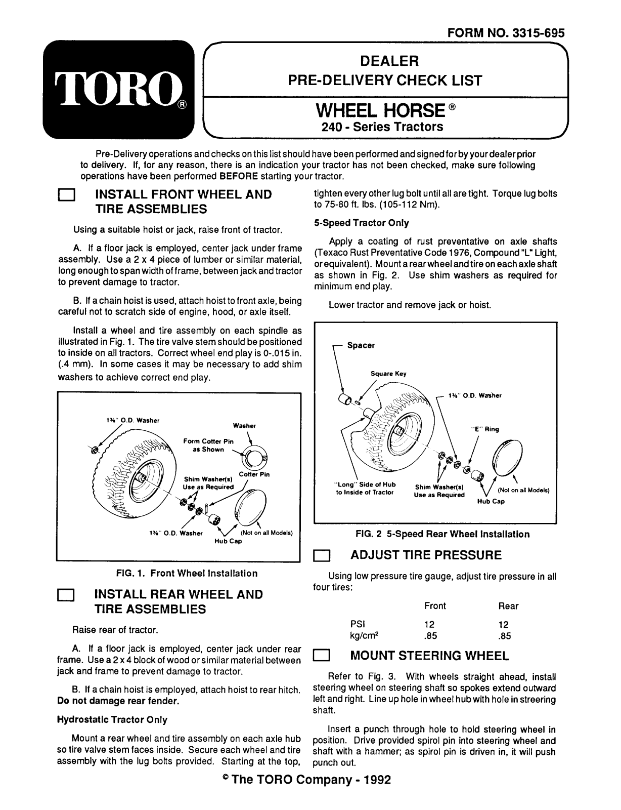 Toro 72041, 72040, 72060, 72081, 72101 Setup Instructions