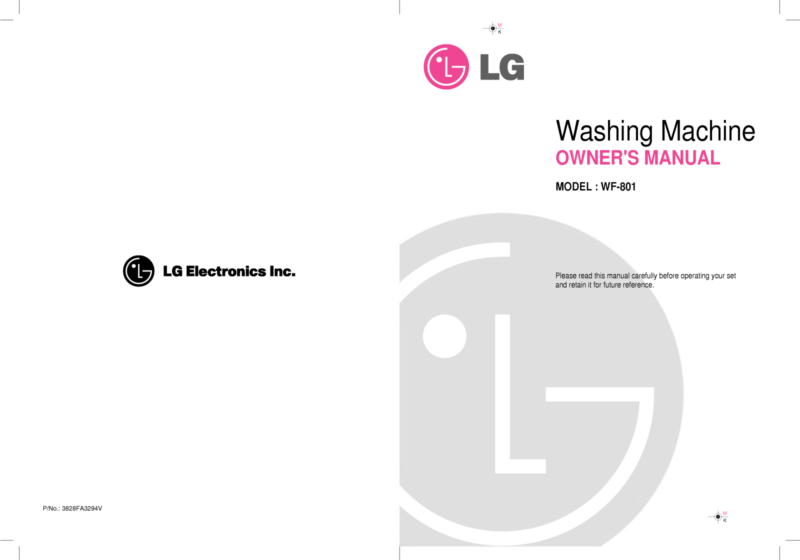 LG WF-802 User Manual