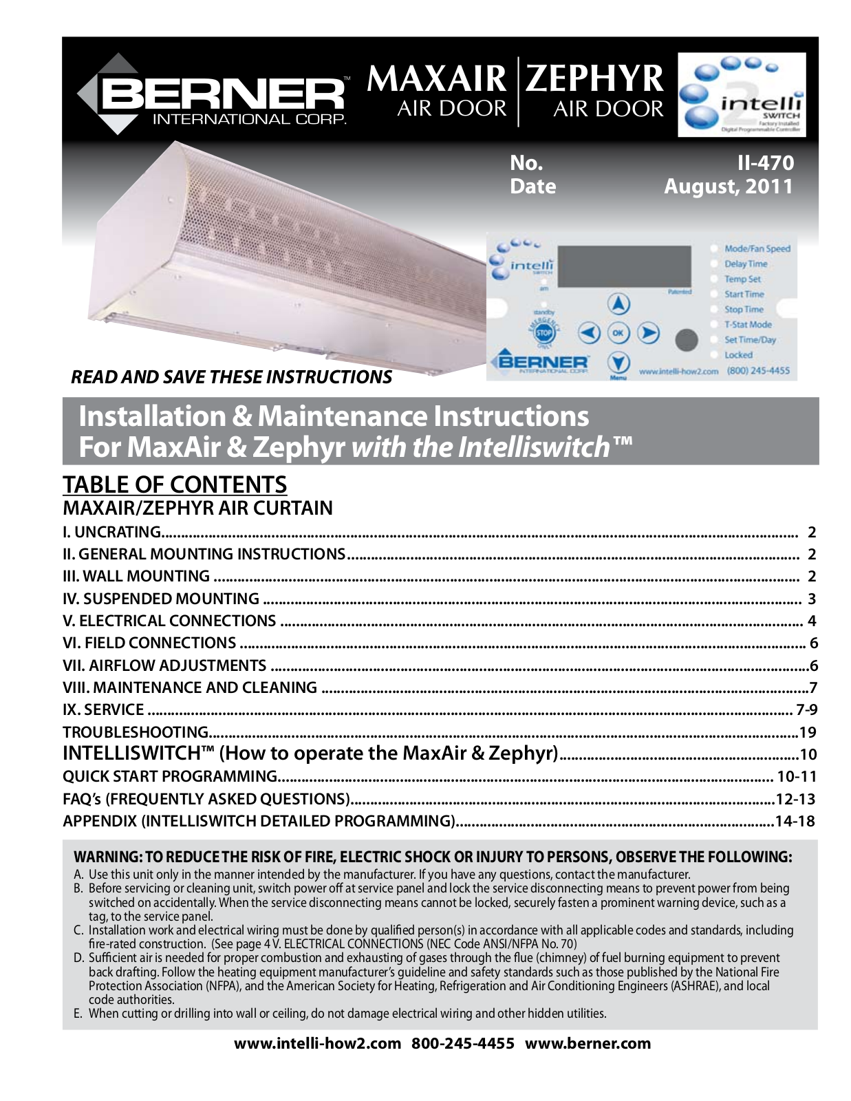 Berner MAX1030 Installation  Manual