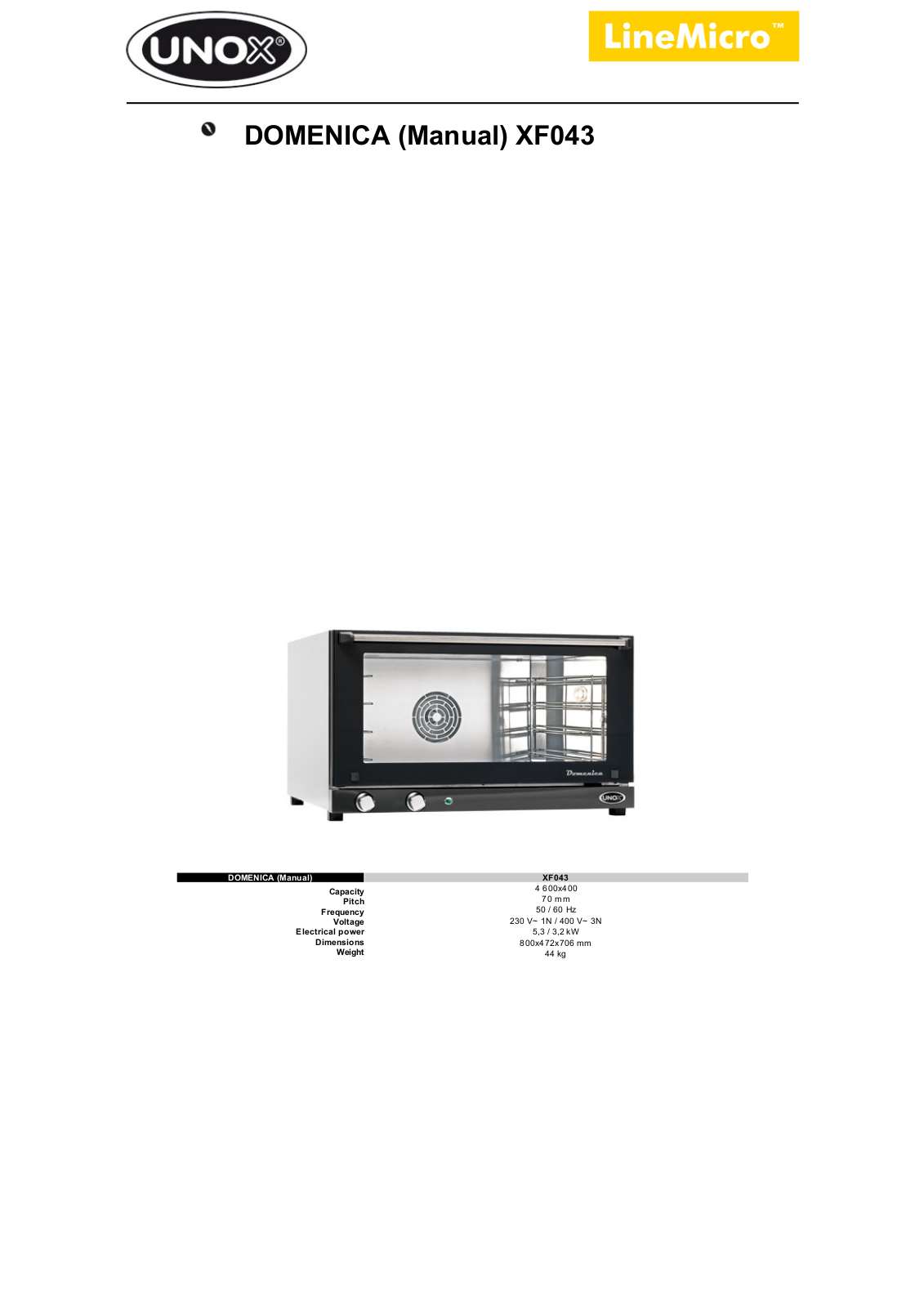 Unox XF043 User Manual