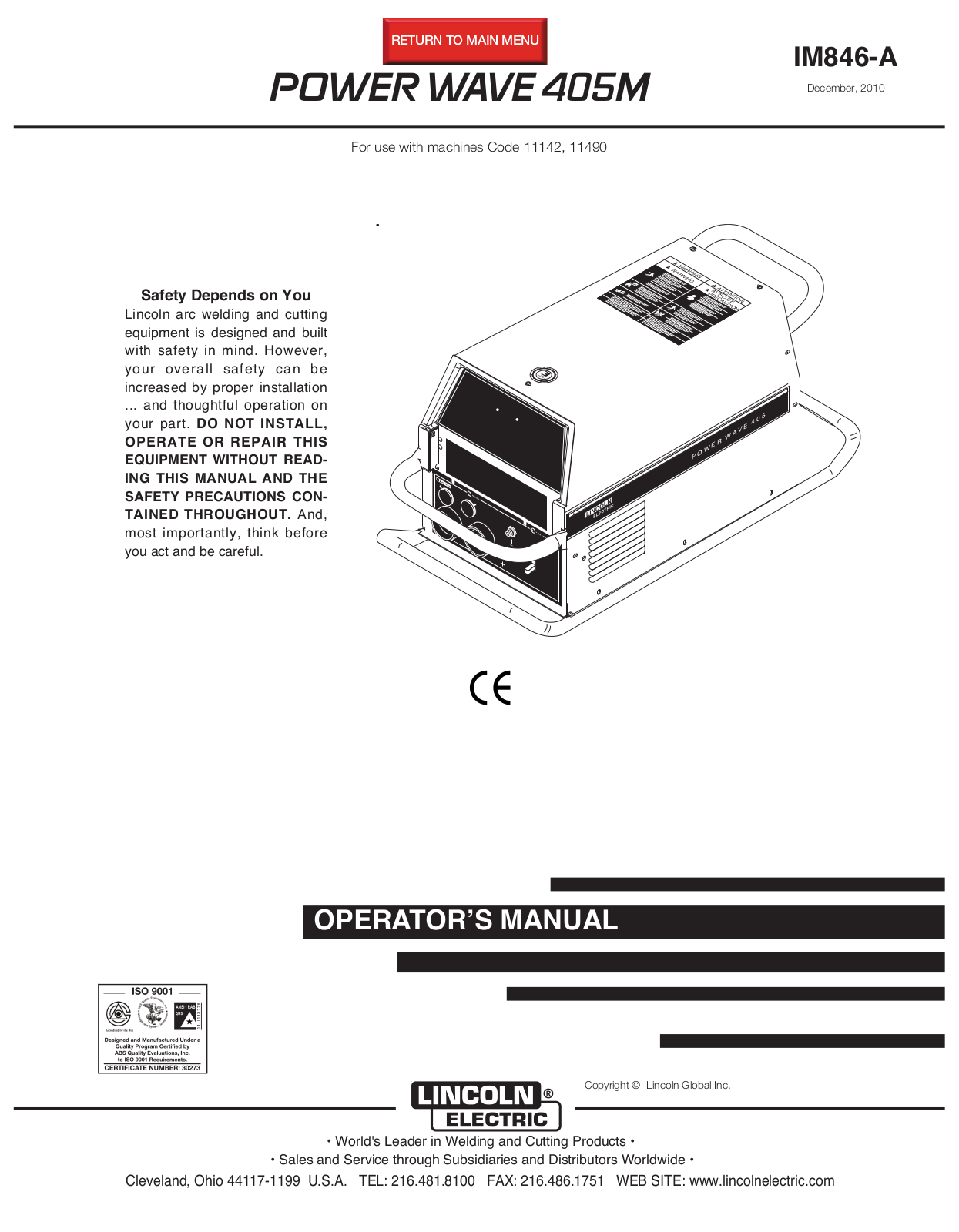 Lincoln Electric IM846-A User Manual