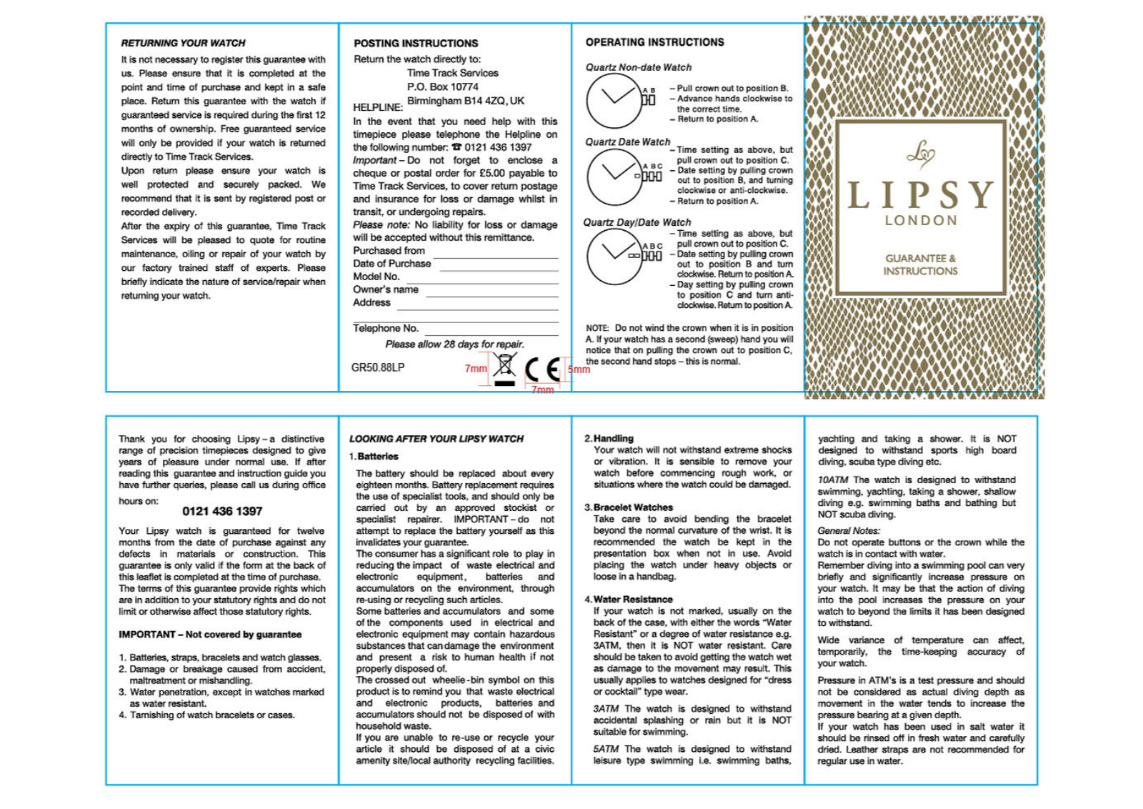 Lipsy LP053, LP101, LP114, LP115, LP119 Instruction manual