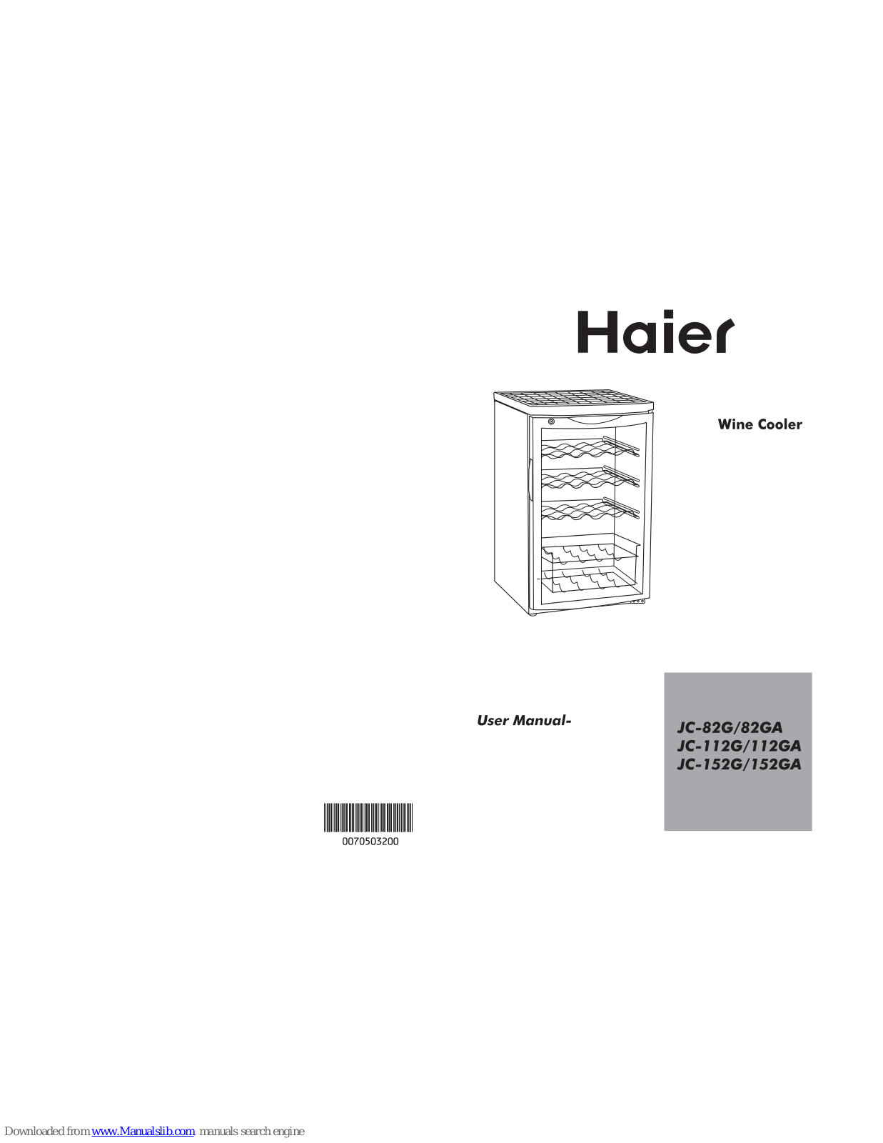 Haier JC-152G, JC-112G, JC-112GA, JC-152GA, JC-82 User Manual