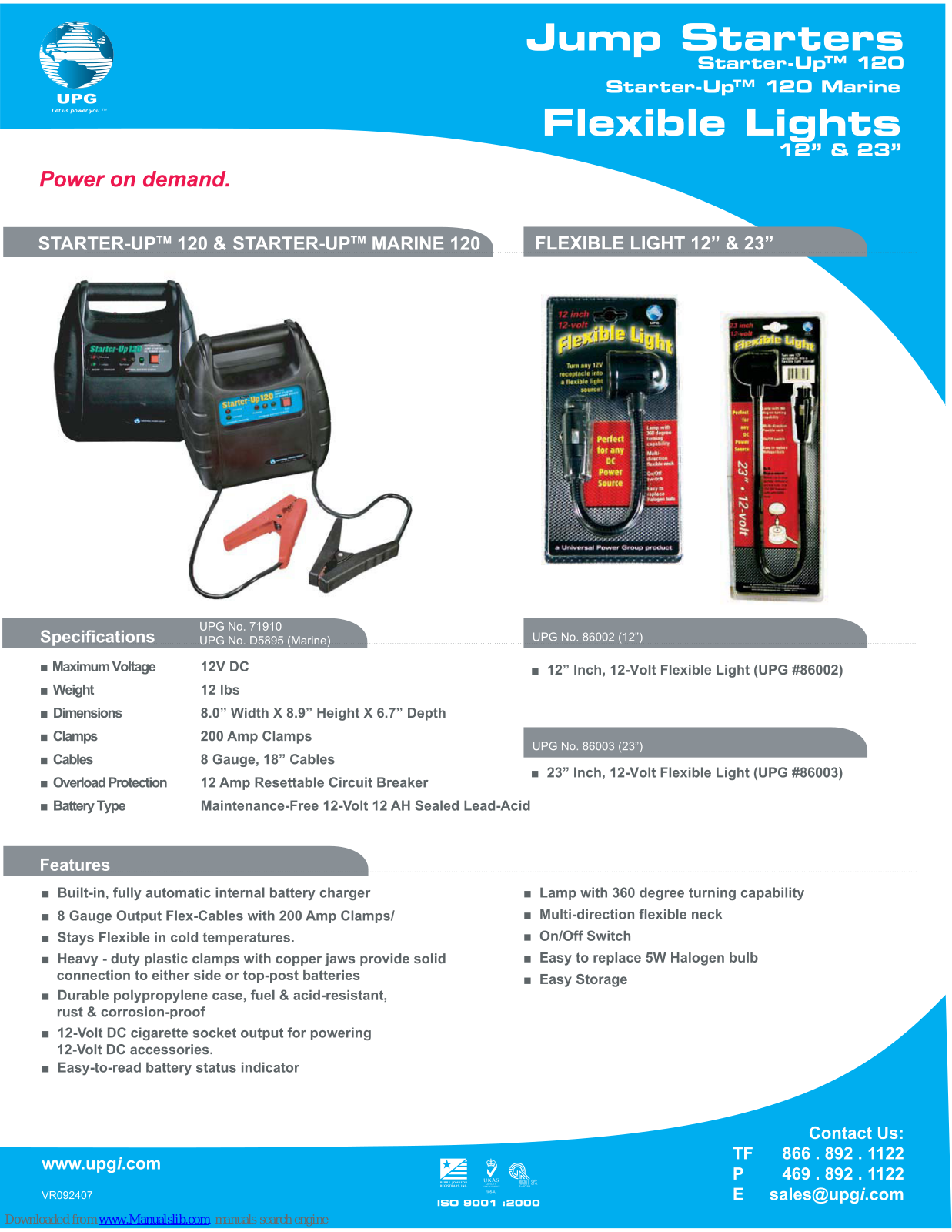 Universal Power Group 71910, D5895, 68002 Specification Sheet