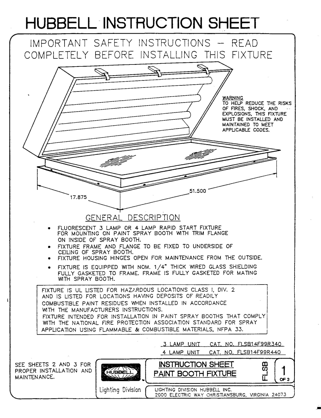 Hubbell Lighting FLSB User Manual