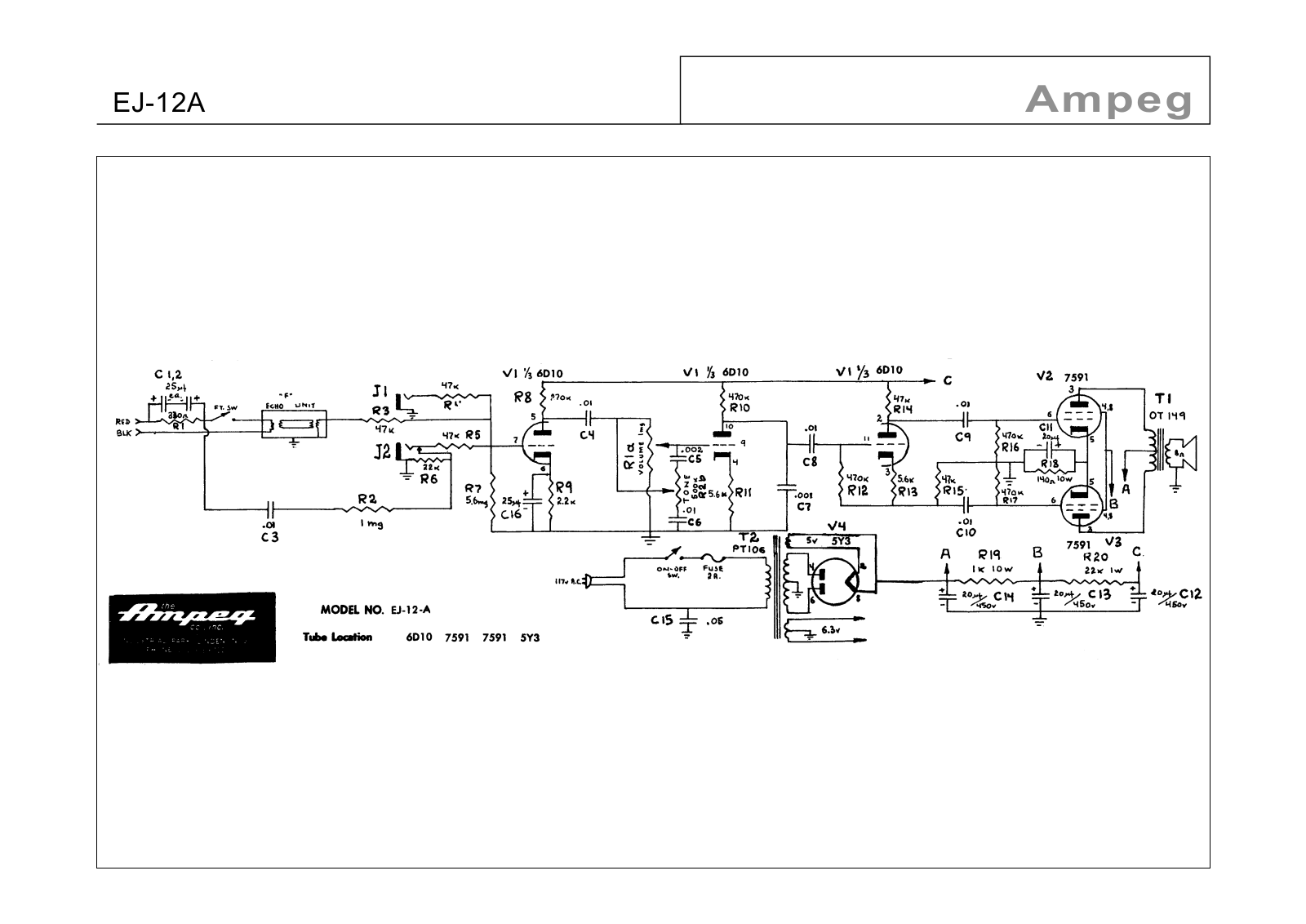 AMPEG EJ-12A SCHEMATIC