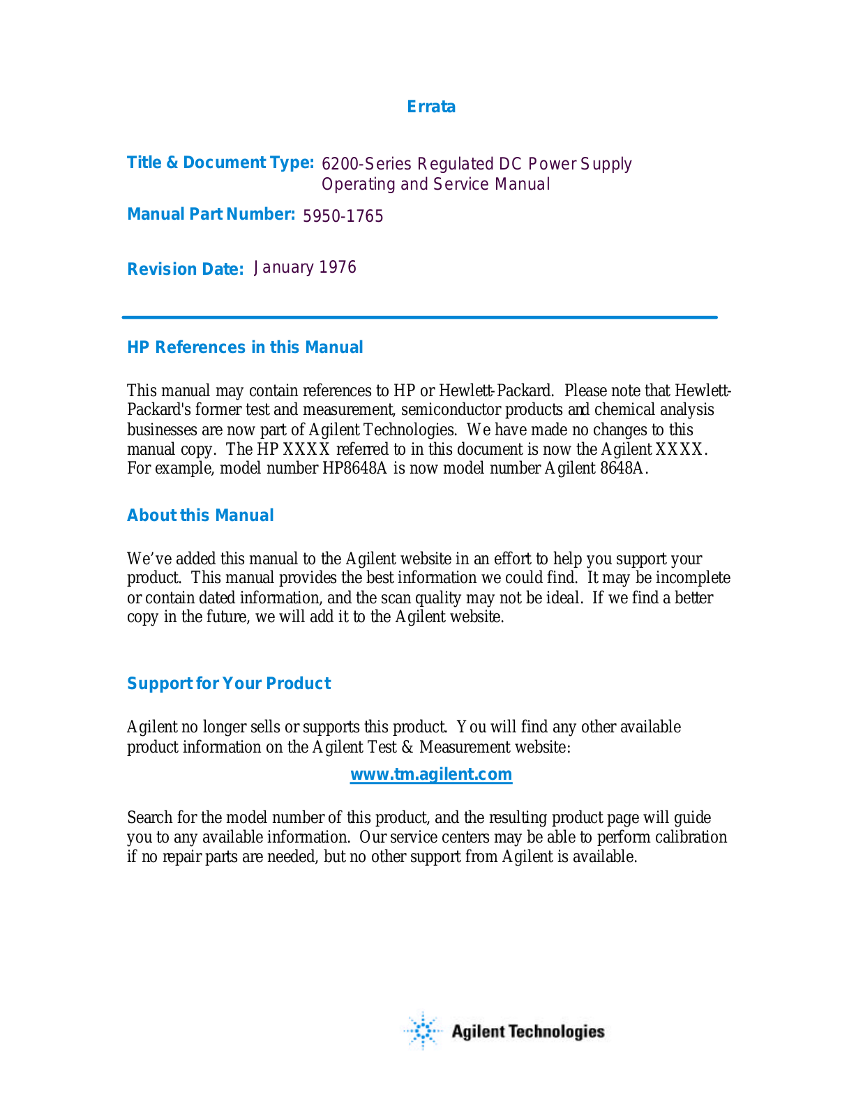 Agilent Technologies 8648A User Manual