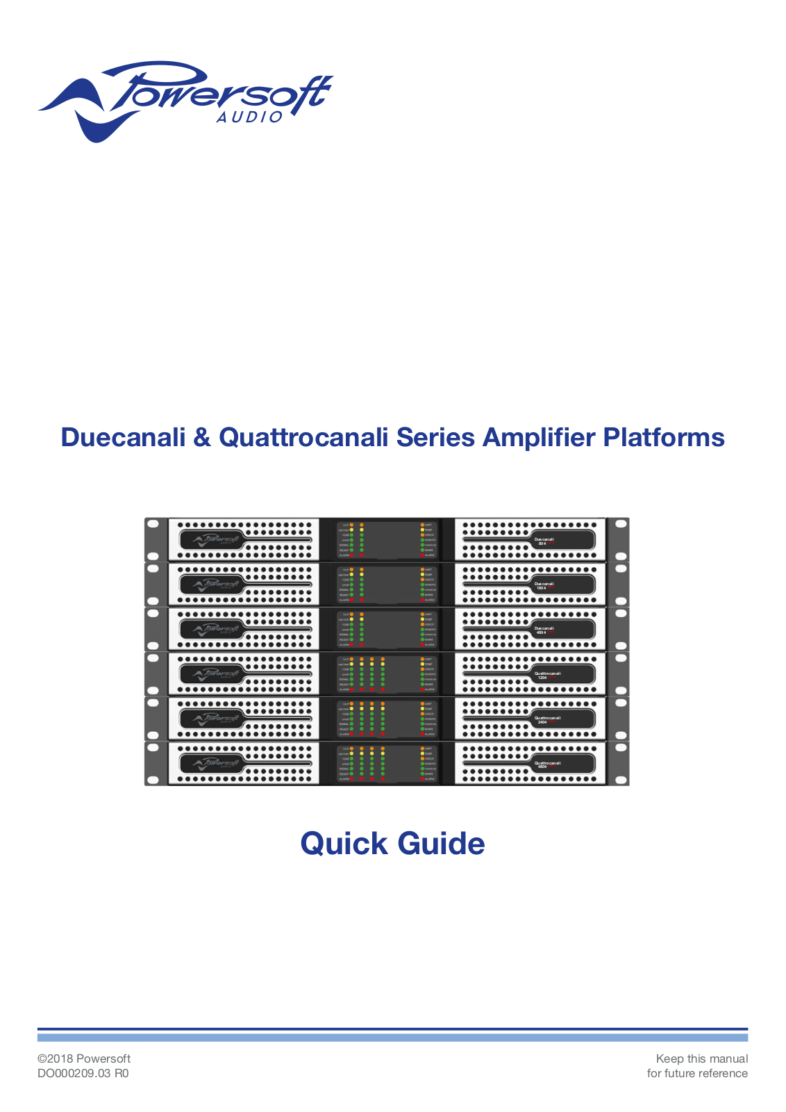 powersoft Duecanali 1604 DSP+D, Duecanali 804, Duecanali 4804 DSP+D, Quattrocanali 4804 DSP+D, Quattrocanali 4804 Quick Manual