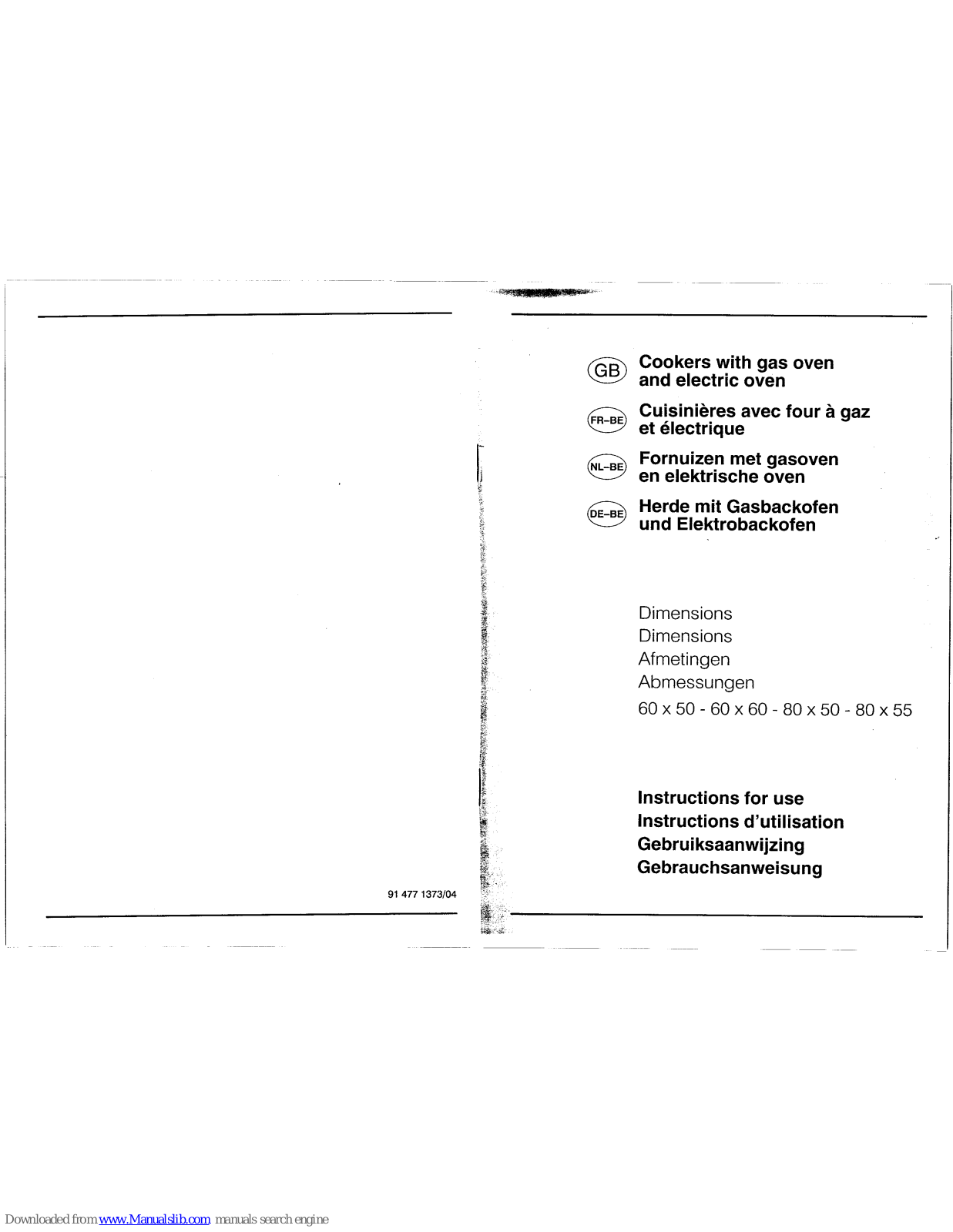 Smeg B603MFV, B65 Instructions For Use Manual