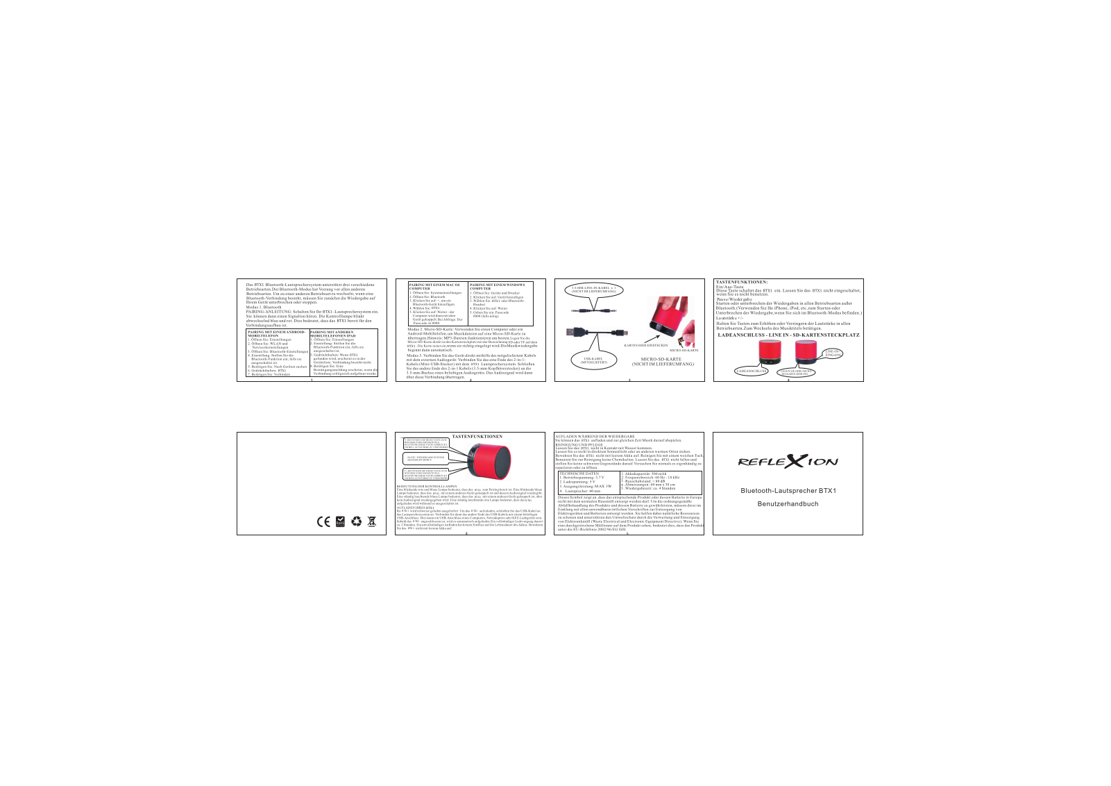 Reflexion BTX 1 operation manual