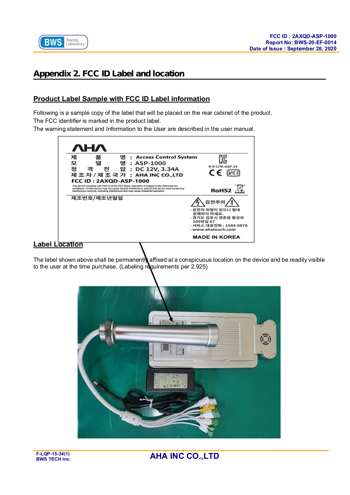 AHA INC 2AXQD-ASP-1000 User Manual