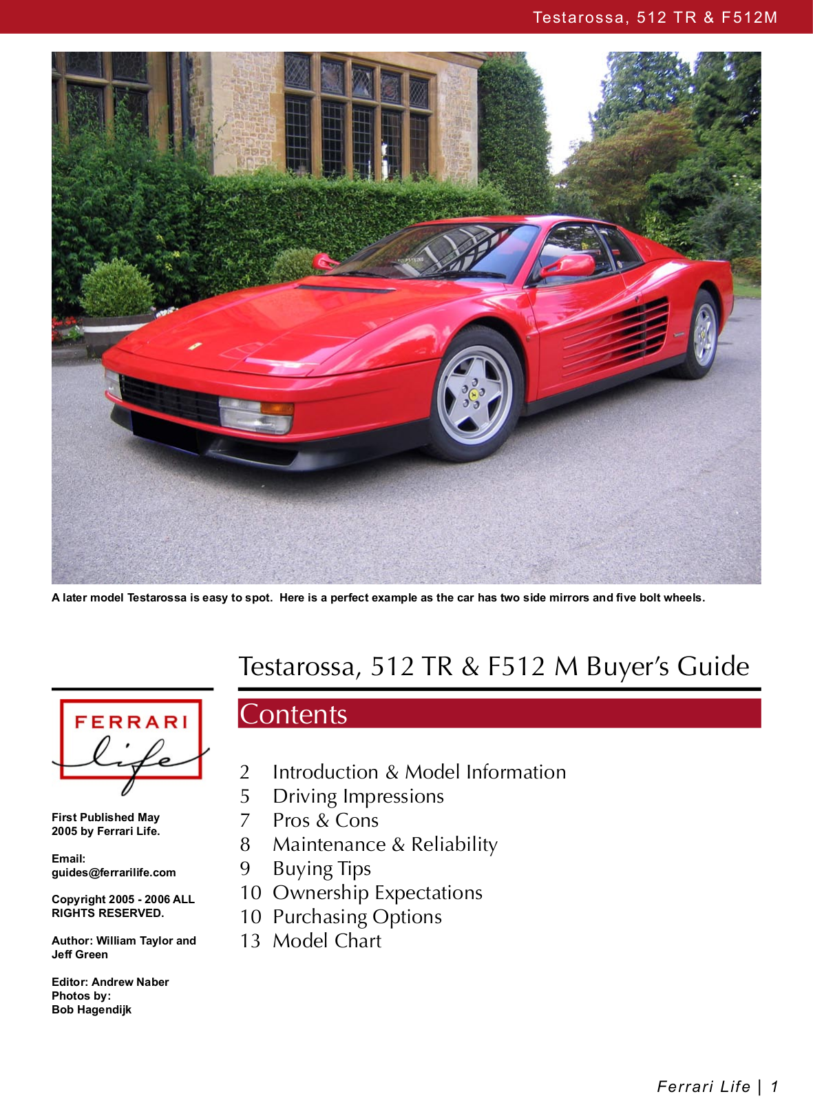 Ferrari F512M, 512 TR User Manual