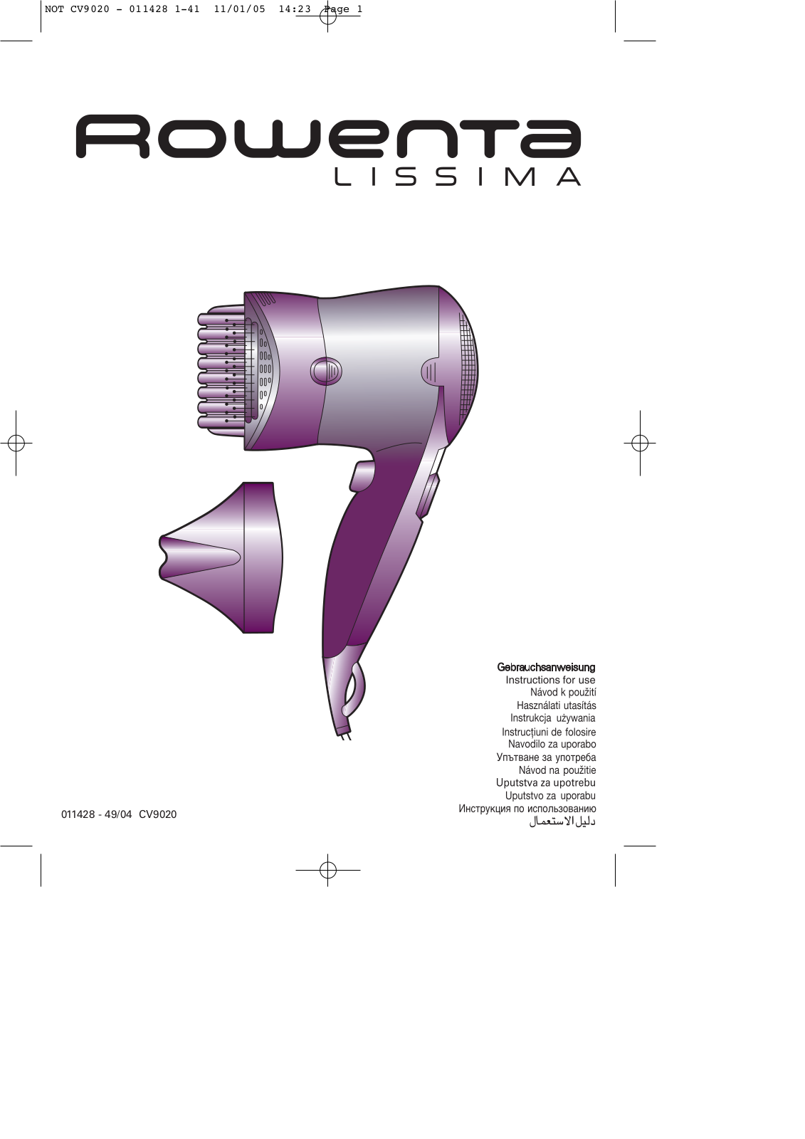 Rowenta CV 9020 User Manual