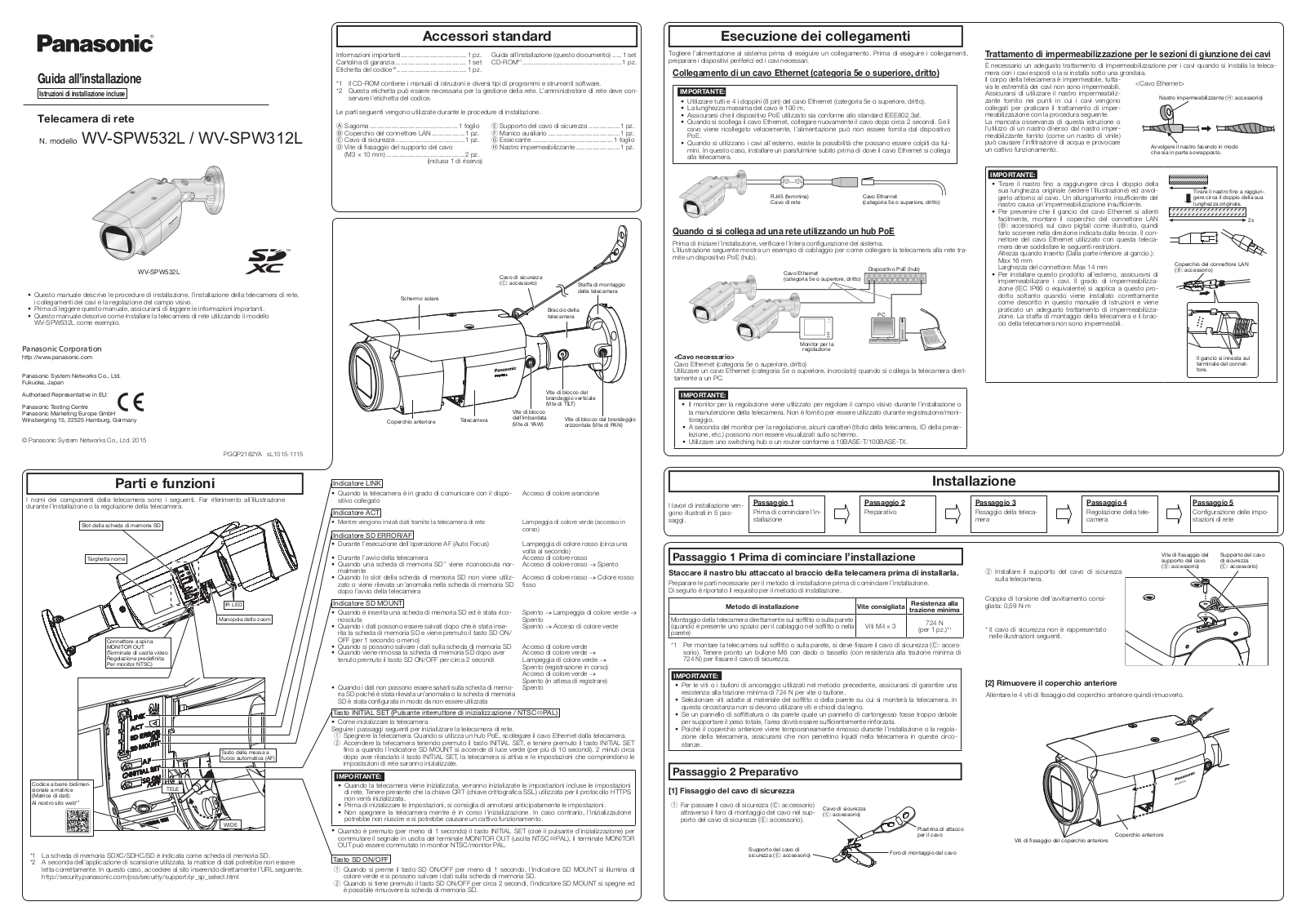 Panasonic WV-SPW532L, WV-SPW312L Installation Manual