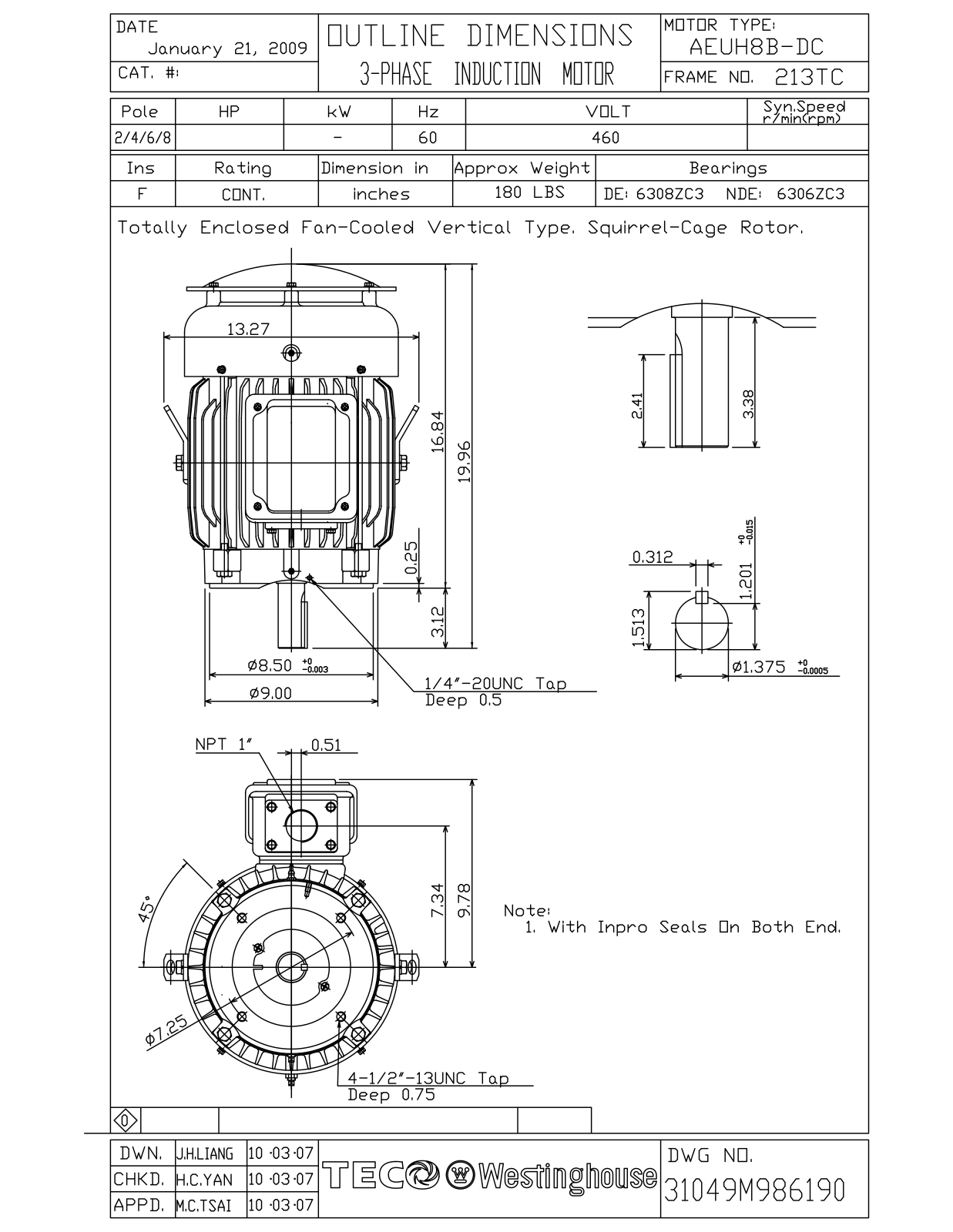 Teco HBV0036C Reference Drawing