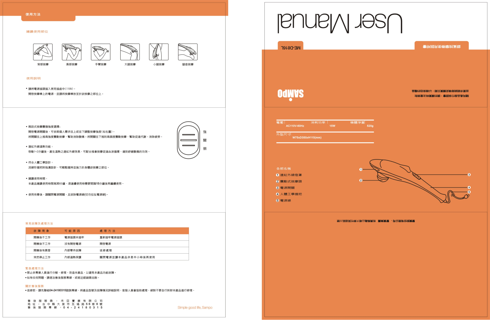 SAMPO ME-D816L User Manual