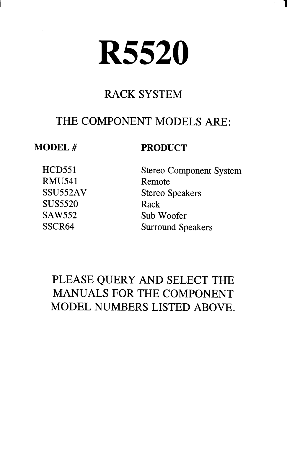 Sony R5520 Components