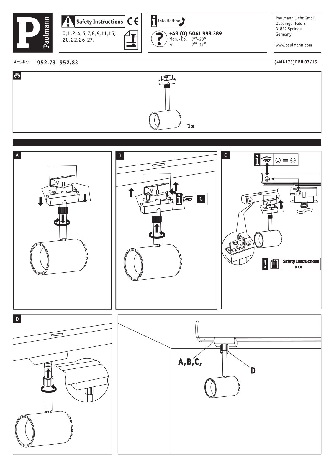 Paulmann 95273, 95283 Safety instructions - ManualMachine.com