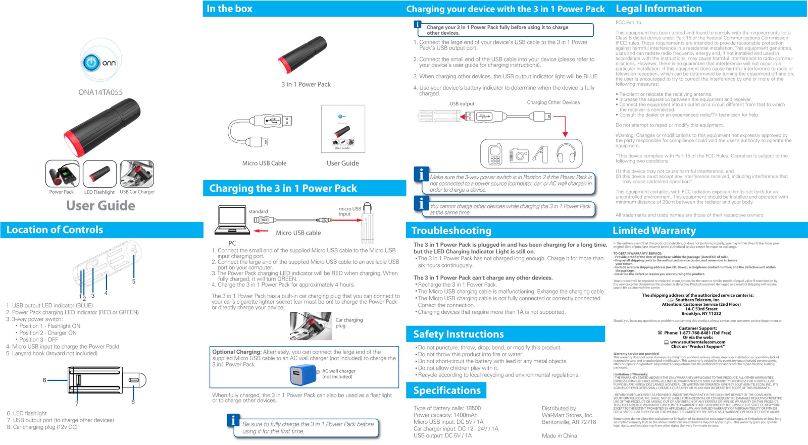 Onn ONA14TA055 User Manual