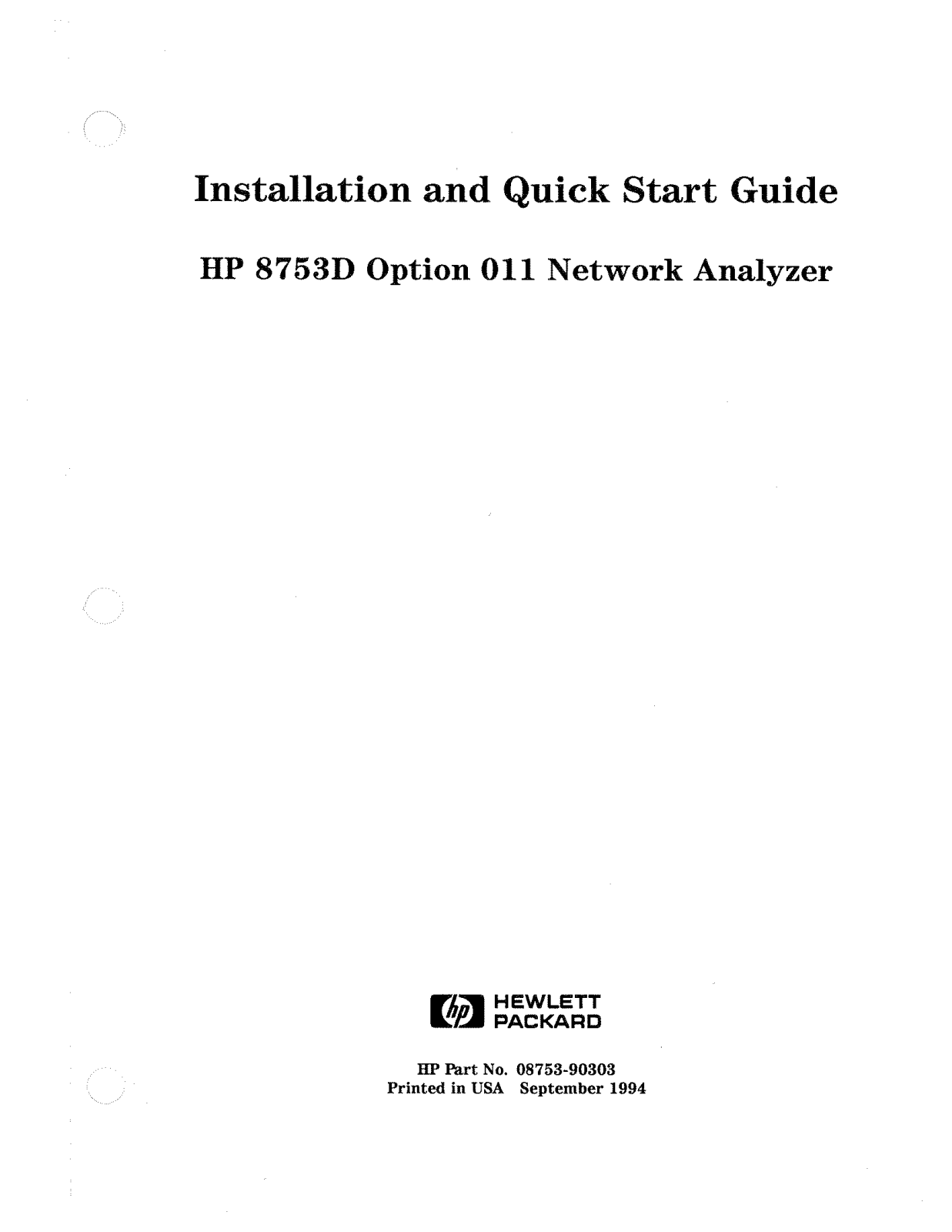 HP (Hewlett-Packard) 8753D User Manual