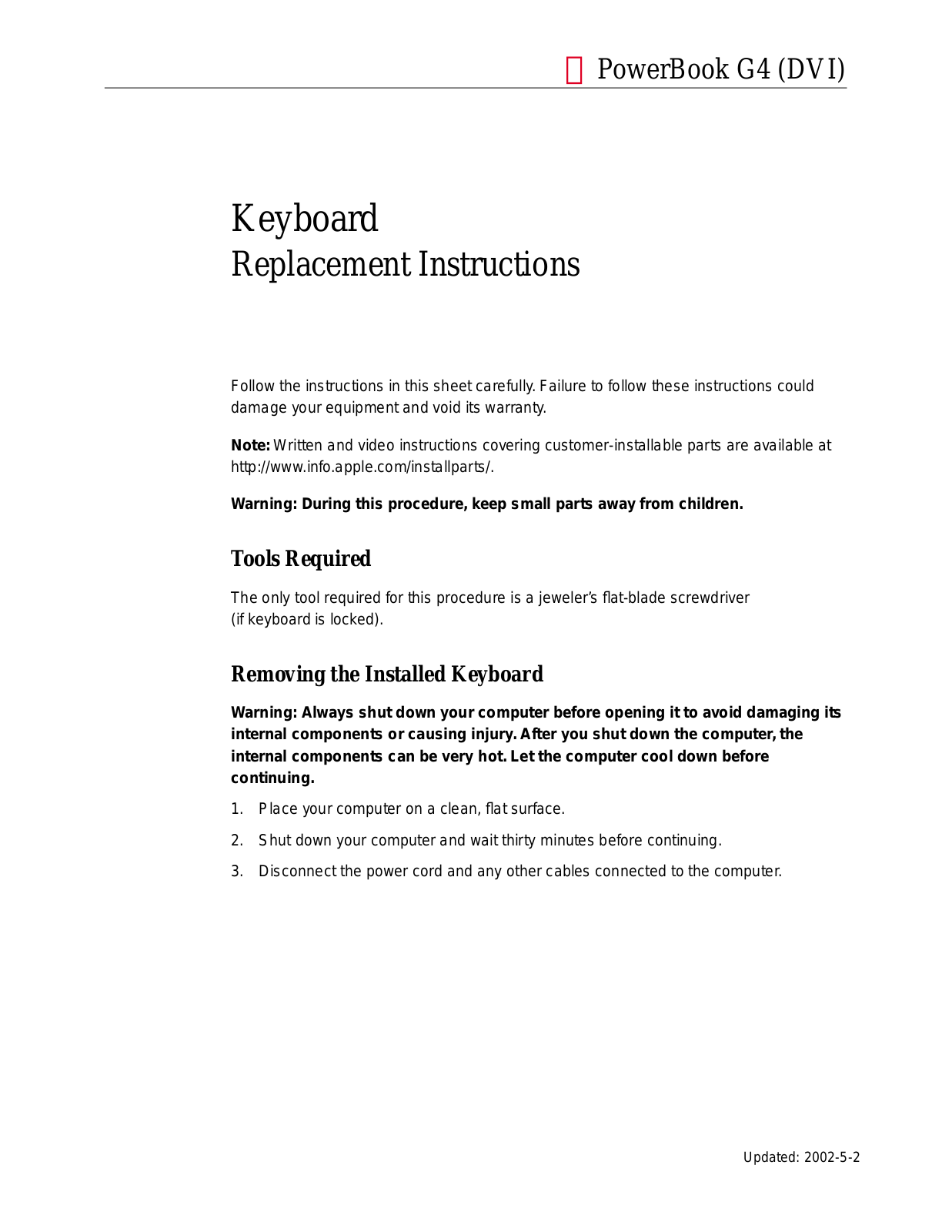 Apple PowerBook G4 (DVI) 02-05 Service Manual