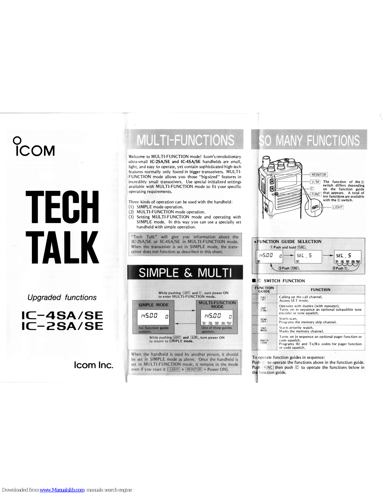 Icom IC-4SA, IC-4SE Upgrade Functions - ManualMachine.com