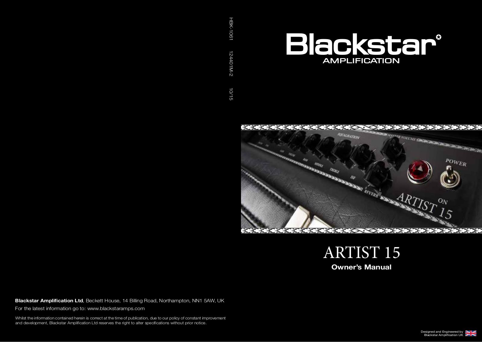 Blackstar Artist 15 Owner's Manual