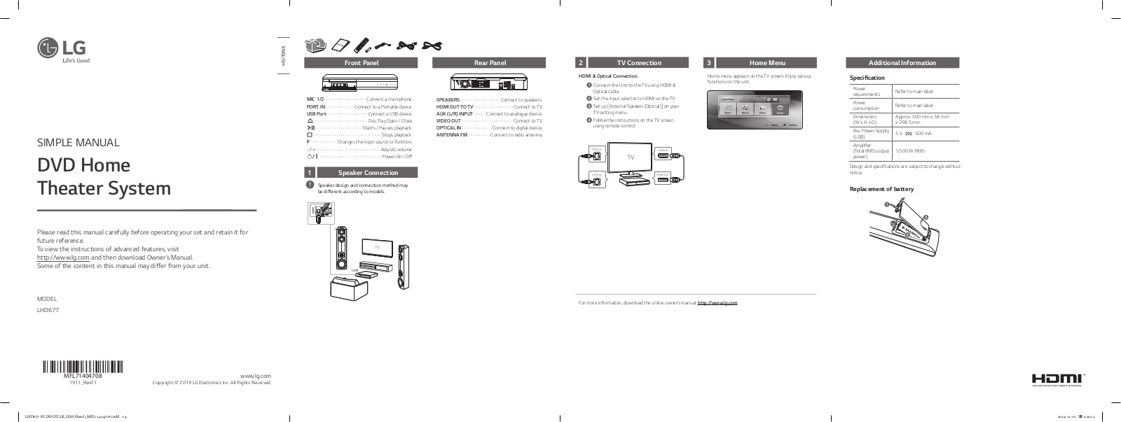 LG LHD677 User Guide