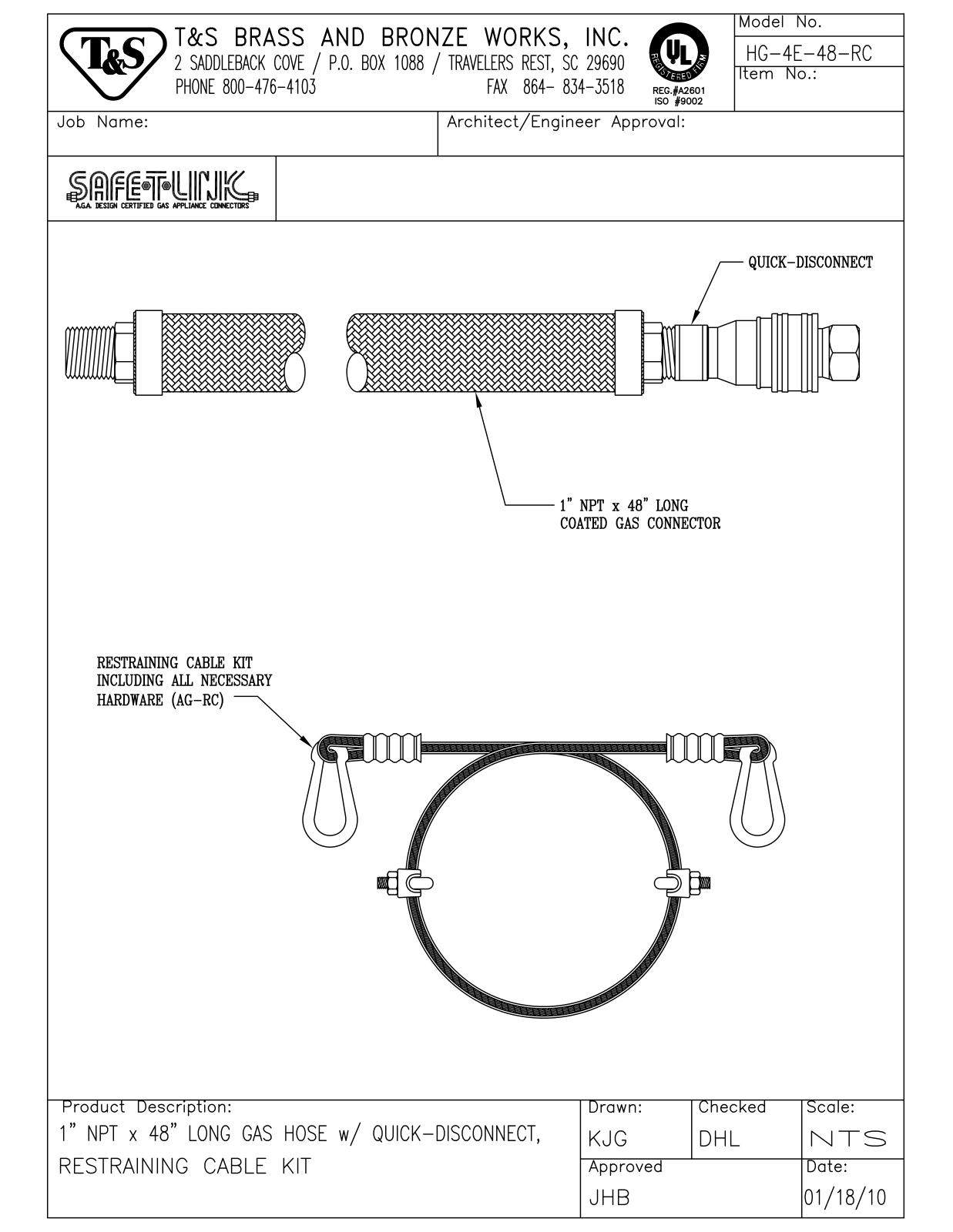 T&S Brass HG-4E-48-RC User Manual