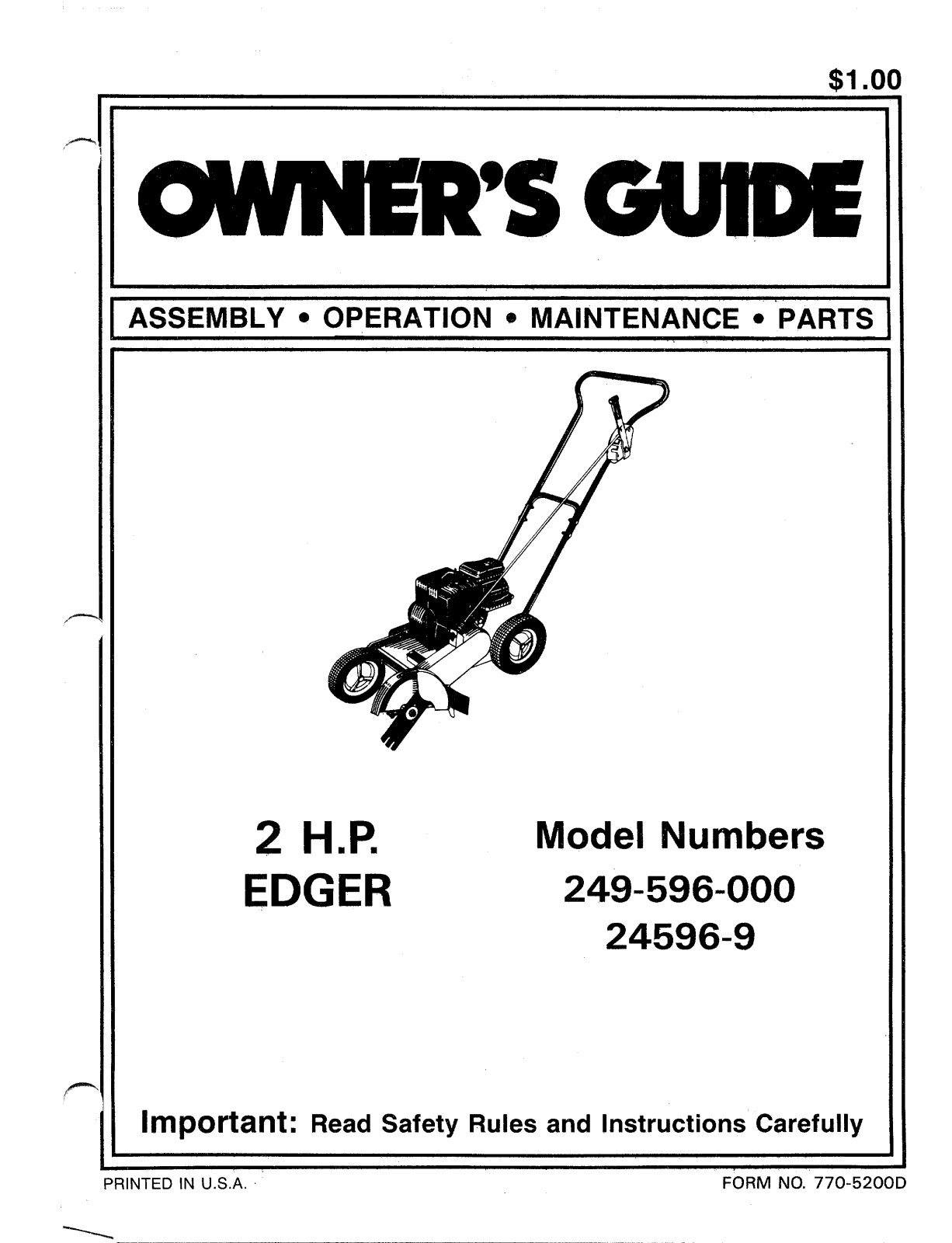 Bolens 249-596-000, 249-569-000 User Manual