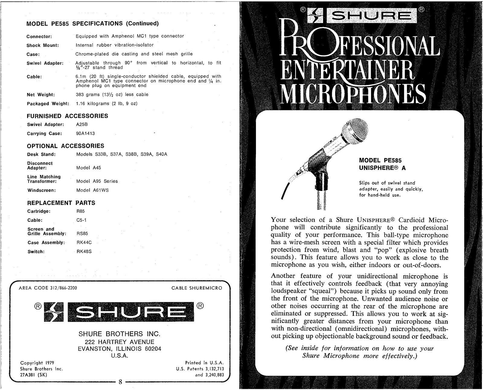 Shure PE585 User Guide - ManualMachine.com