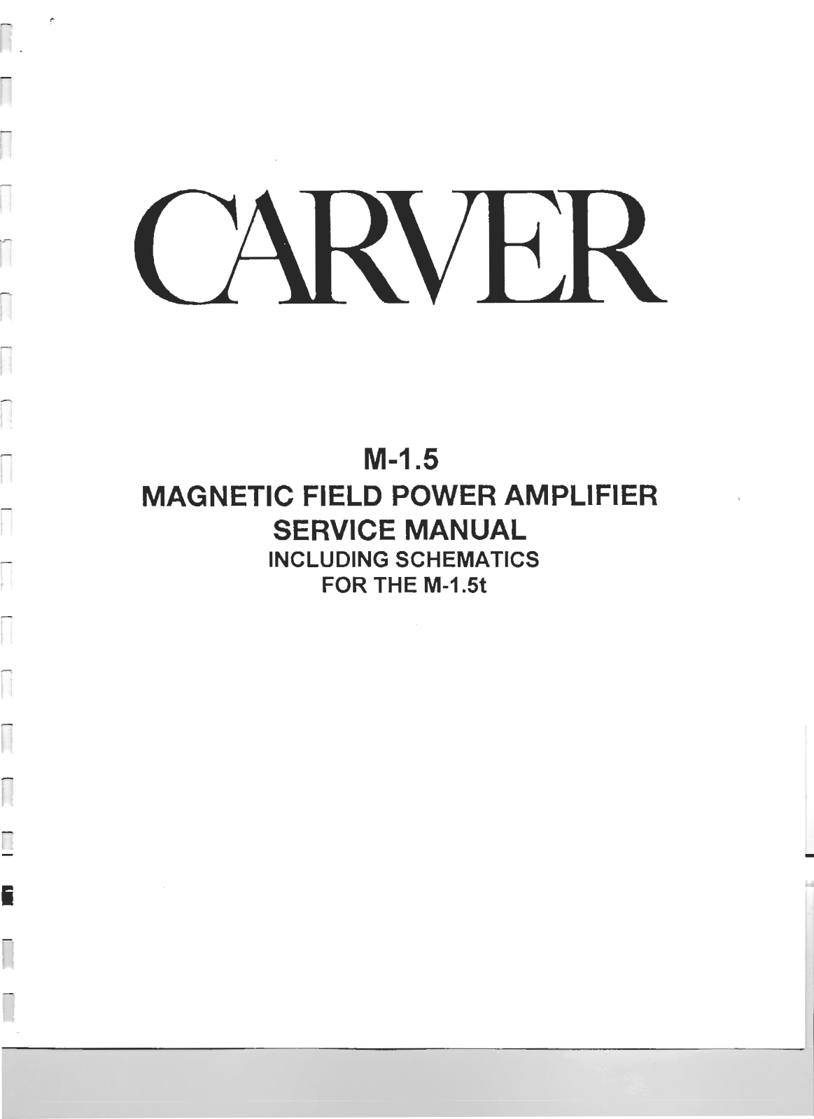 Carver M-1.5 Service manual