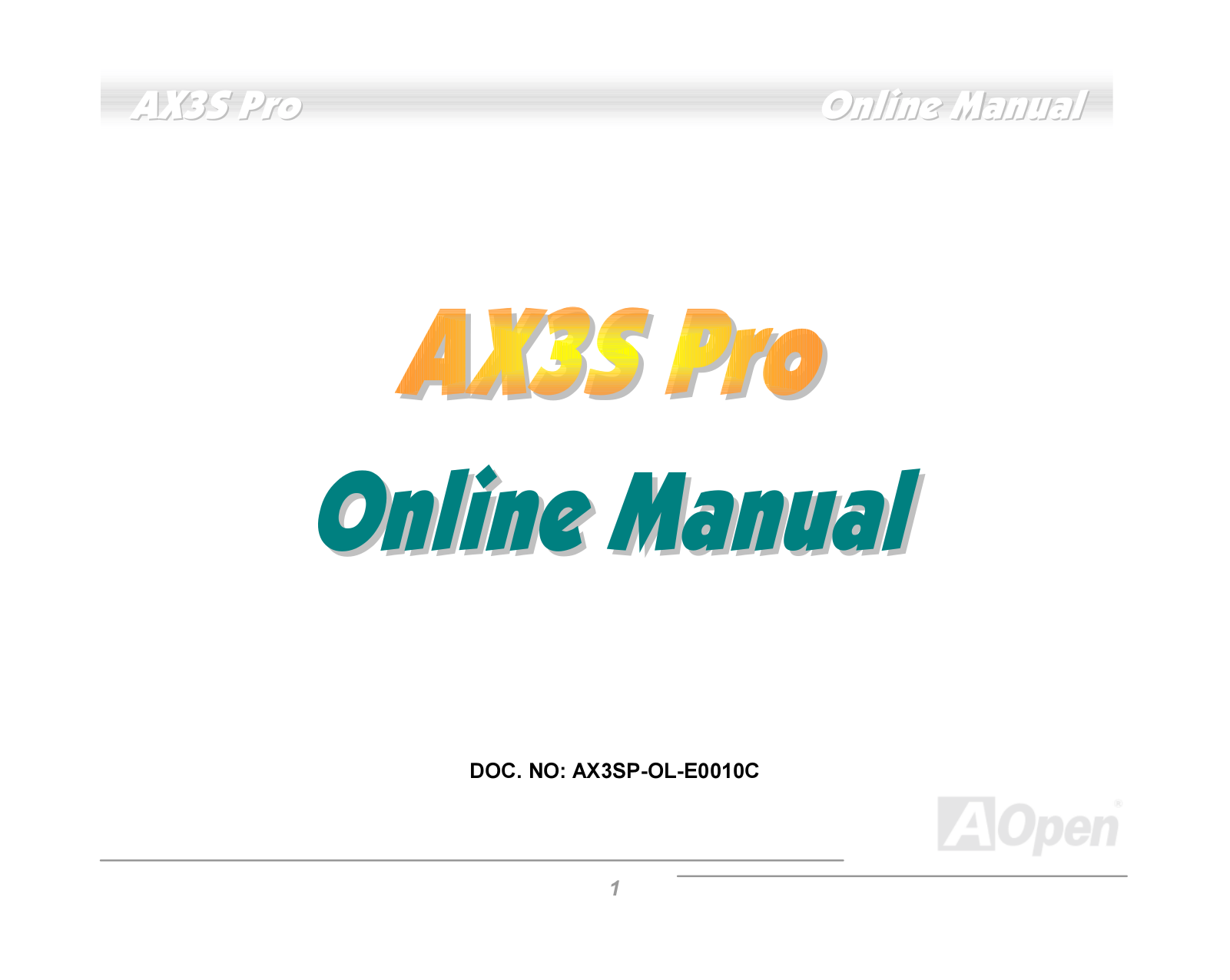 AOpen AX3SP User Manual