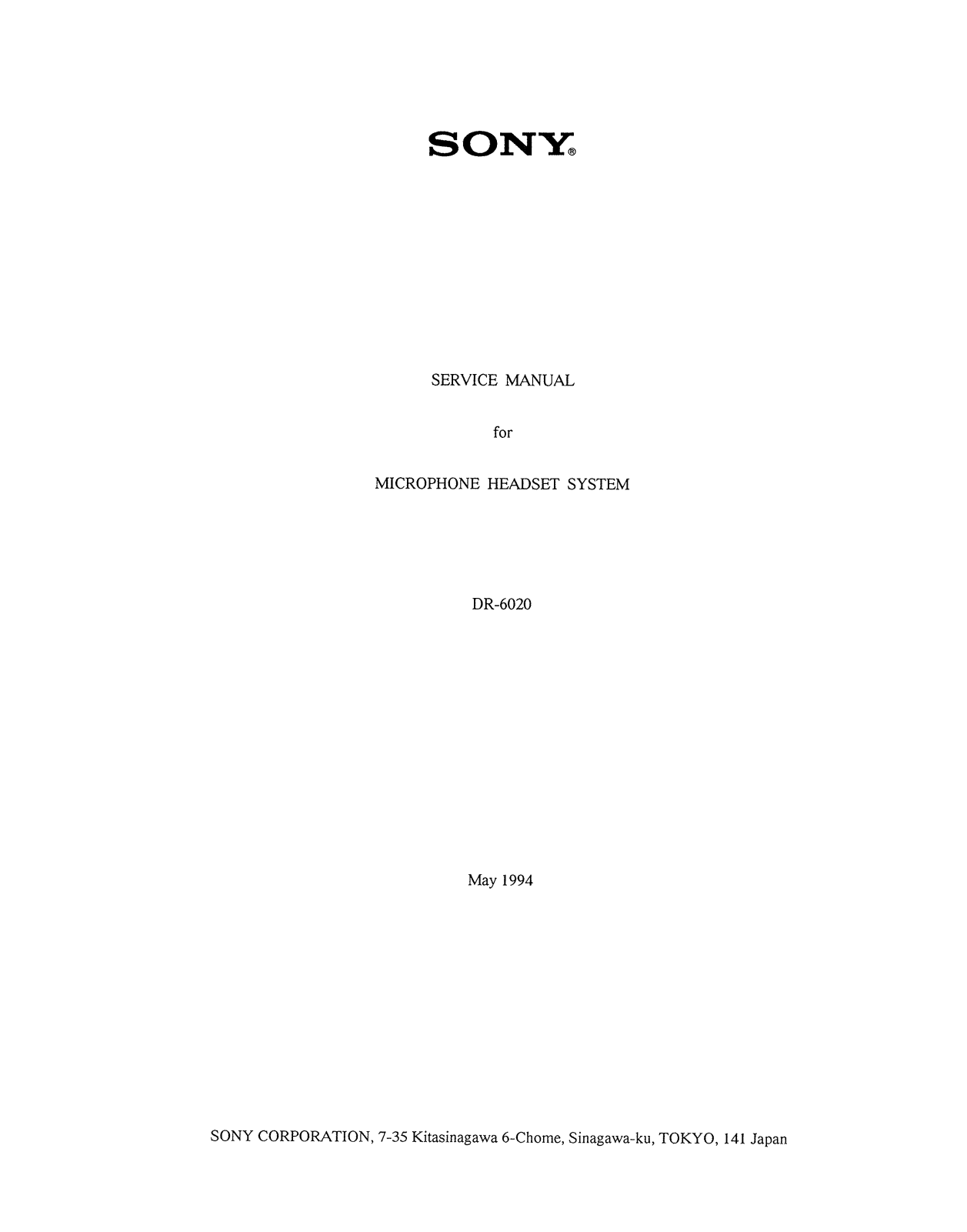 Sony DR-6020 Service manual