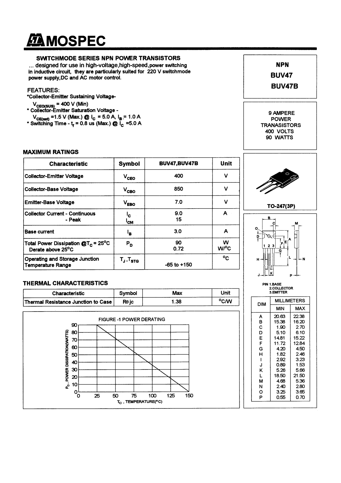 MOSPEC BUV47B, BUV47 Datasheet