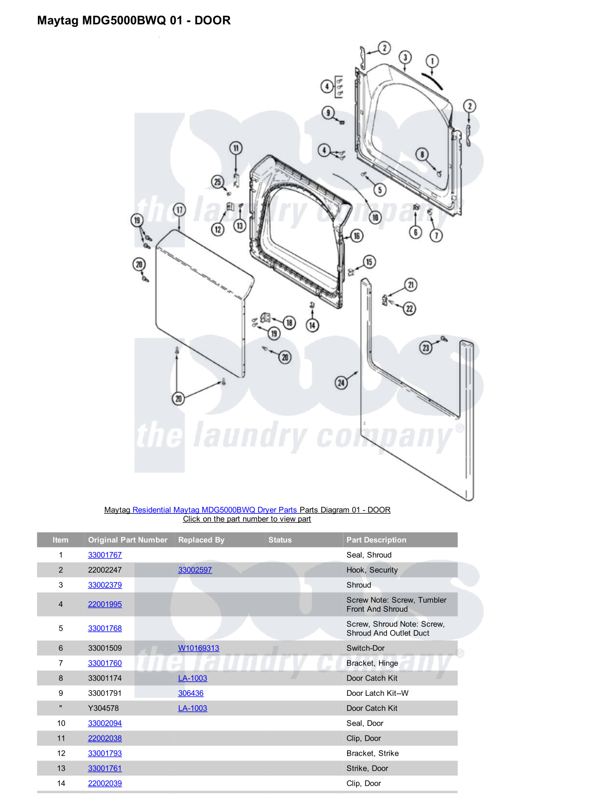 Maytag MDG5000BWQ Parts Diagram