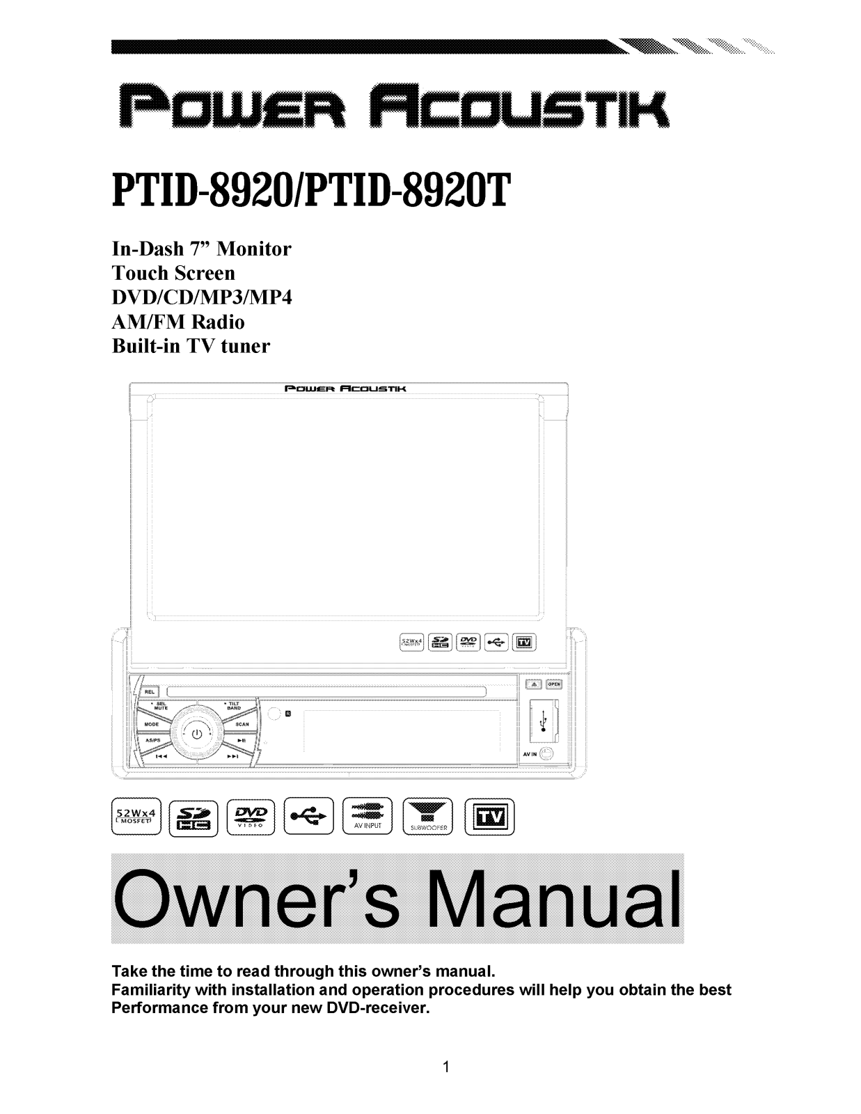 Power Acoustik PTID-8920, PTID-8920T User Manual