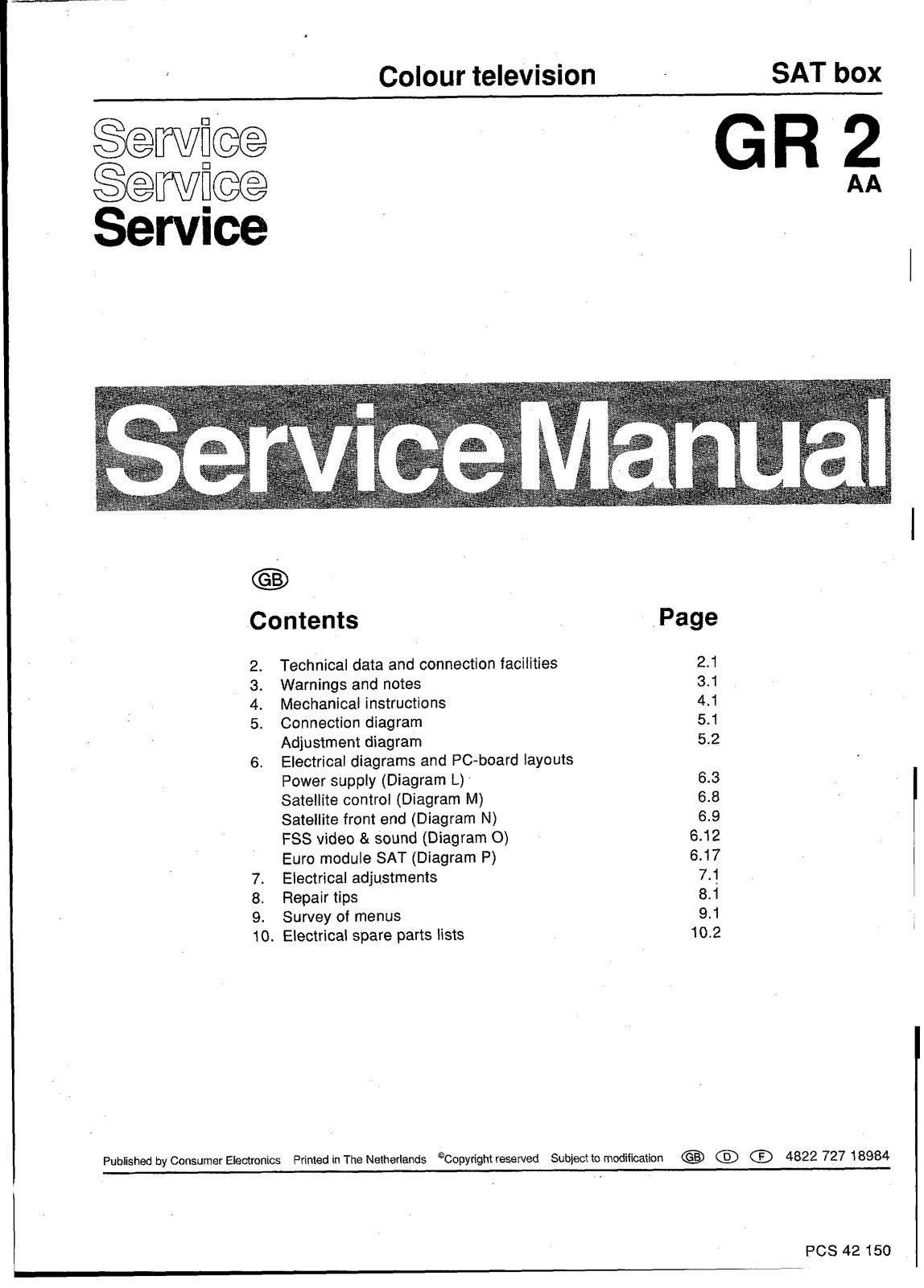 PHILIPS GR 2 AA Service Manual