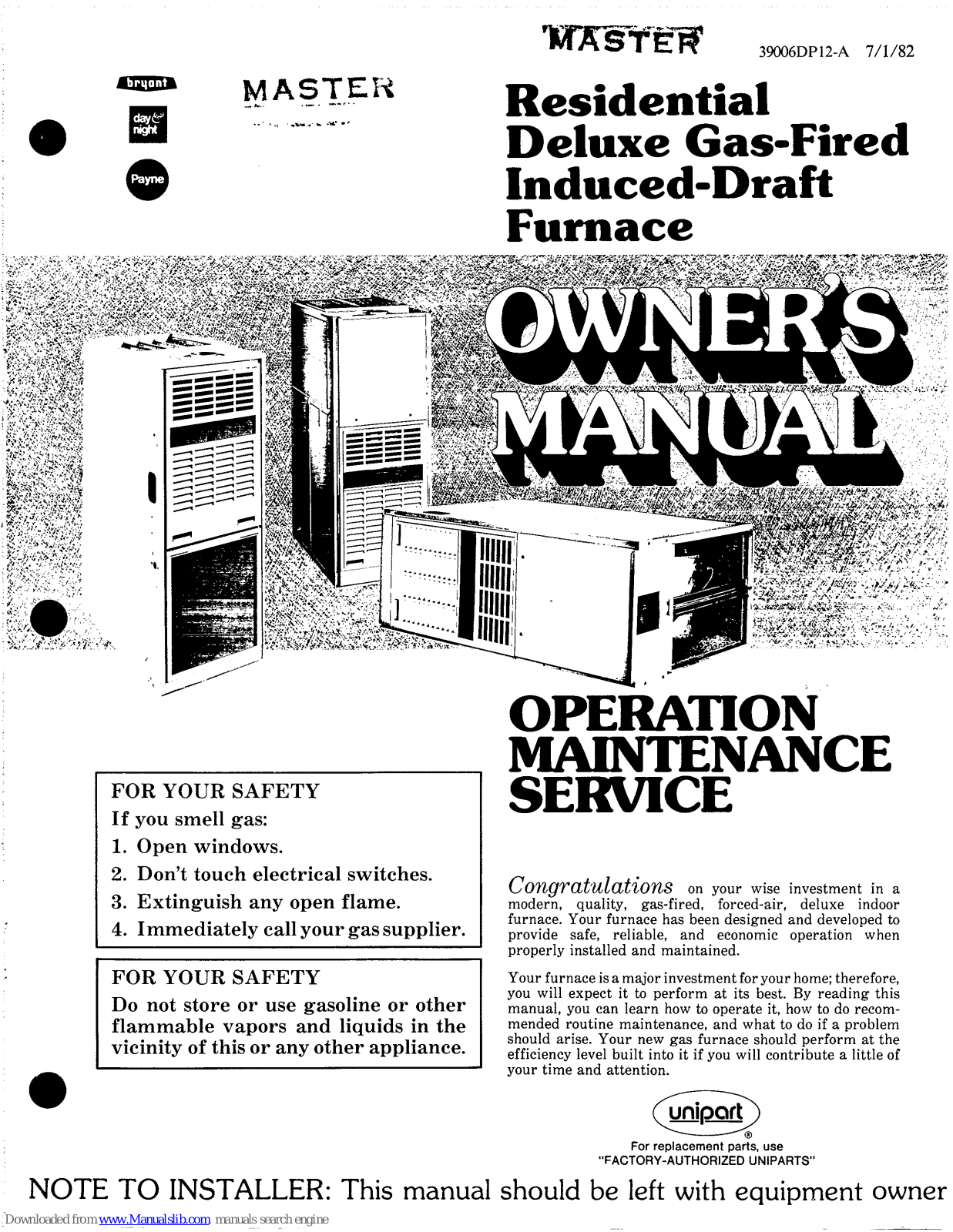 Bryant 375A, 397H Owner's Manual