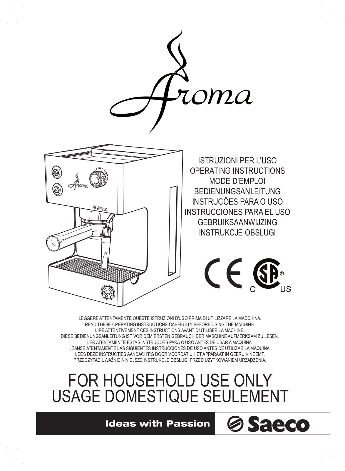 SAECO Aroma Nero User Manual