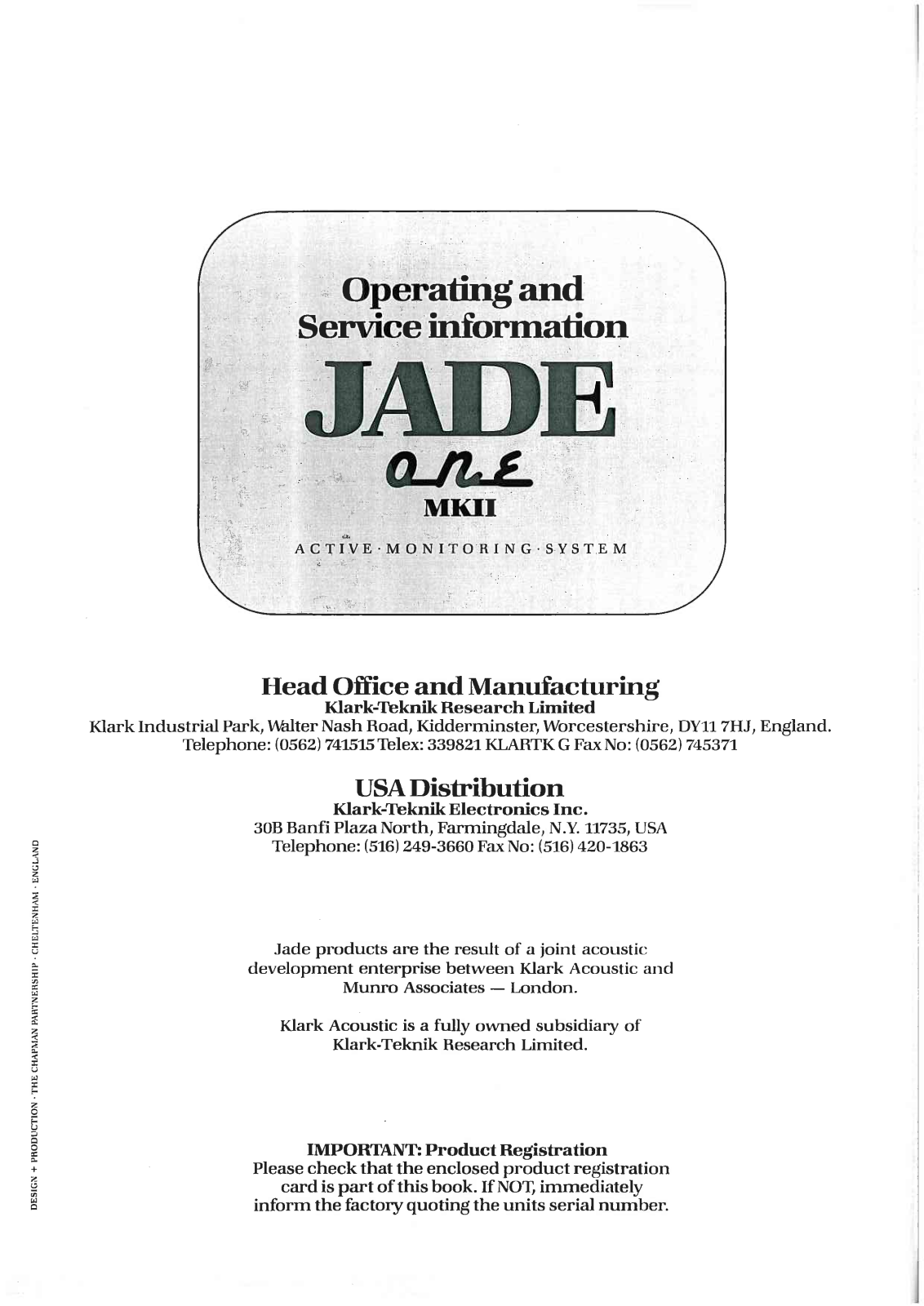 Klark Teknik jade User Manual