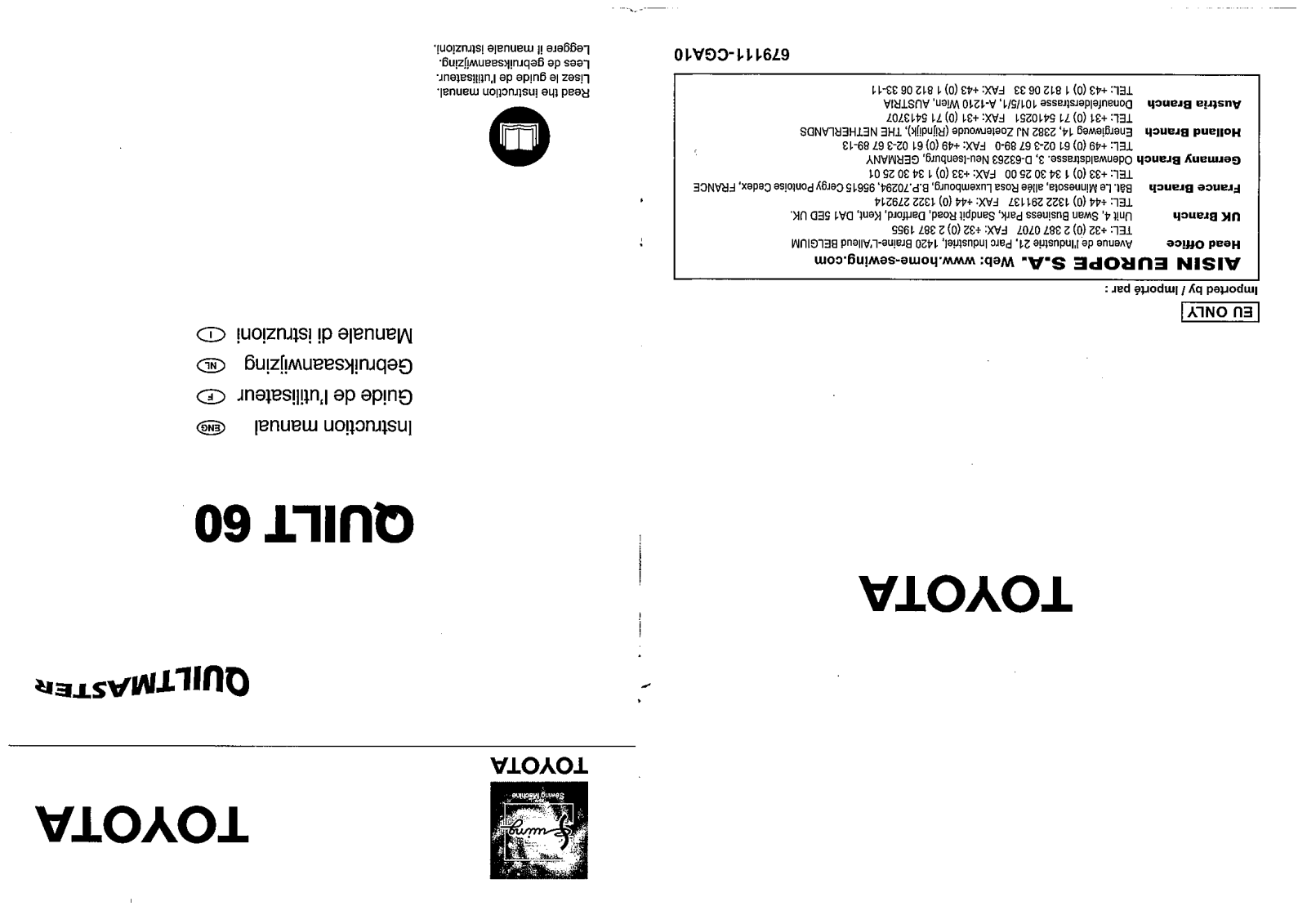 AISIN Toyota Quilt 60 Instruction Manual